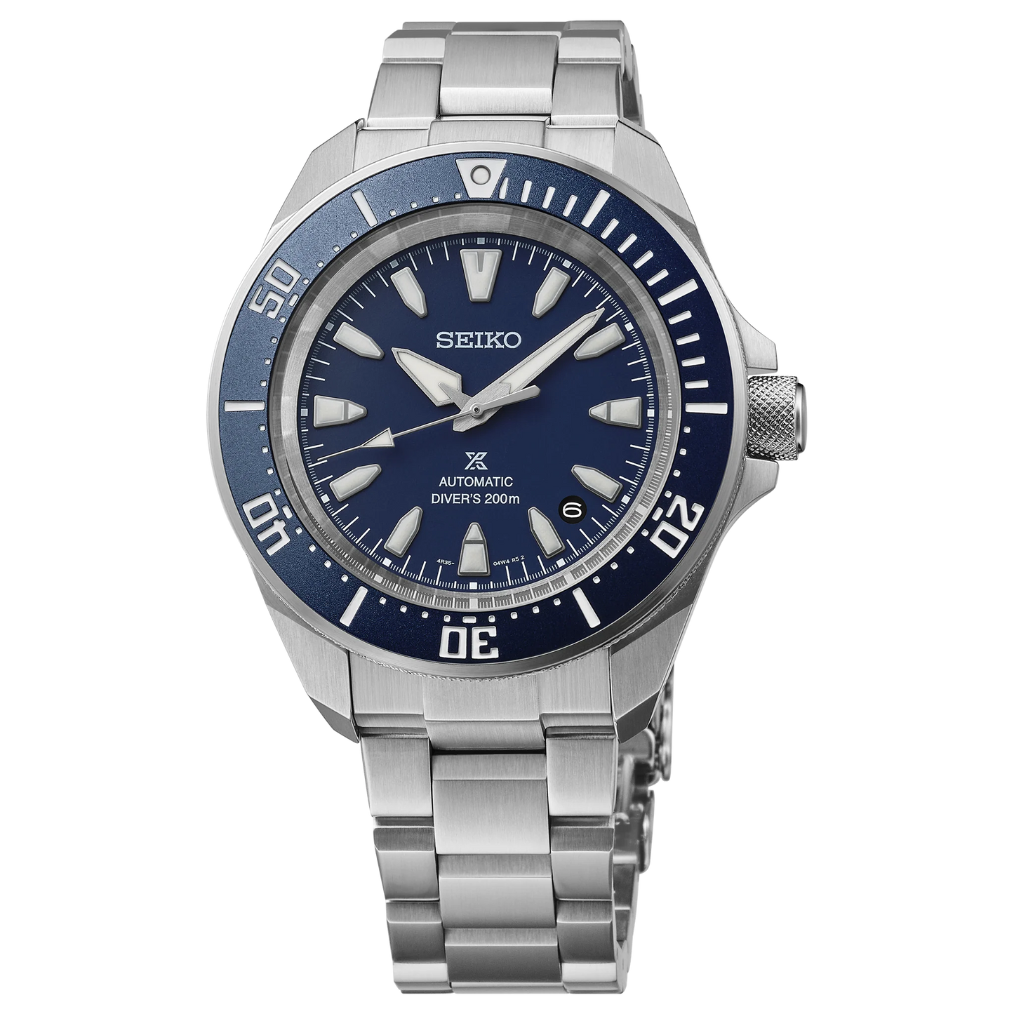 SEIKO Prospex SRPL51 Automatic Diver – blue dial and bezel, stainless steel case and bracelet, automatic movement, and ISO-certified 200m water resistance.