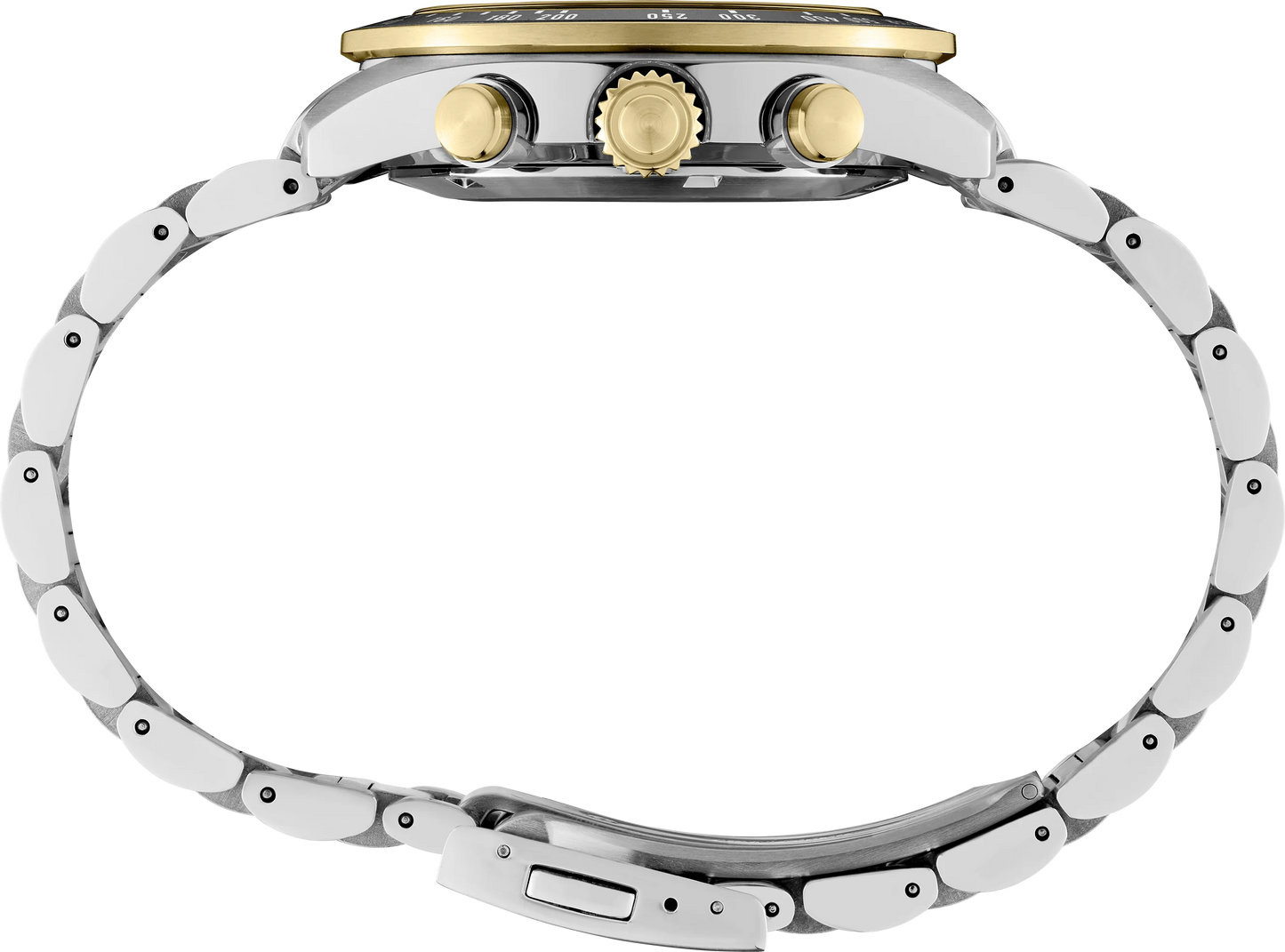 Seiko SSC941 – Prospex Speedtimer Solar Chronograph with black dial, gold accents, black tachymeter bezel, and two-tone stainless steel case; motorsport-inspired solar-powered design with chronograph functions.”