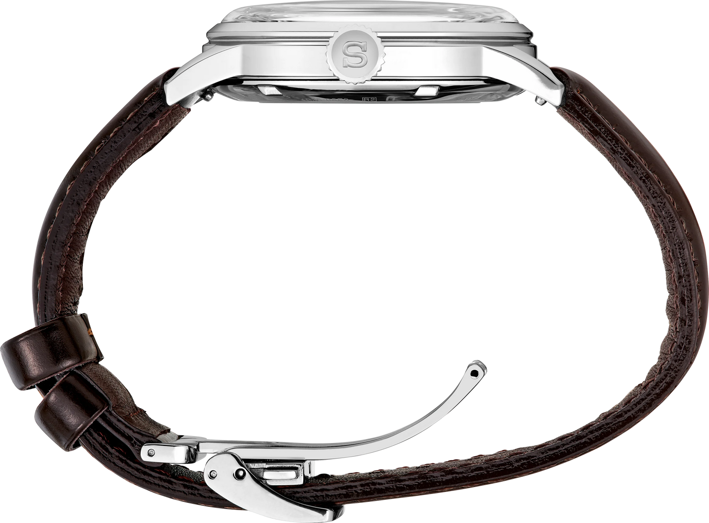 SEIKO SRPK75 Presage Cocktail Time Limited Edition – blue gradated dial with horizontal pattern, rose gold accents, brown leather strap, automatic movement, and 50m water resistance.