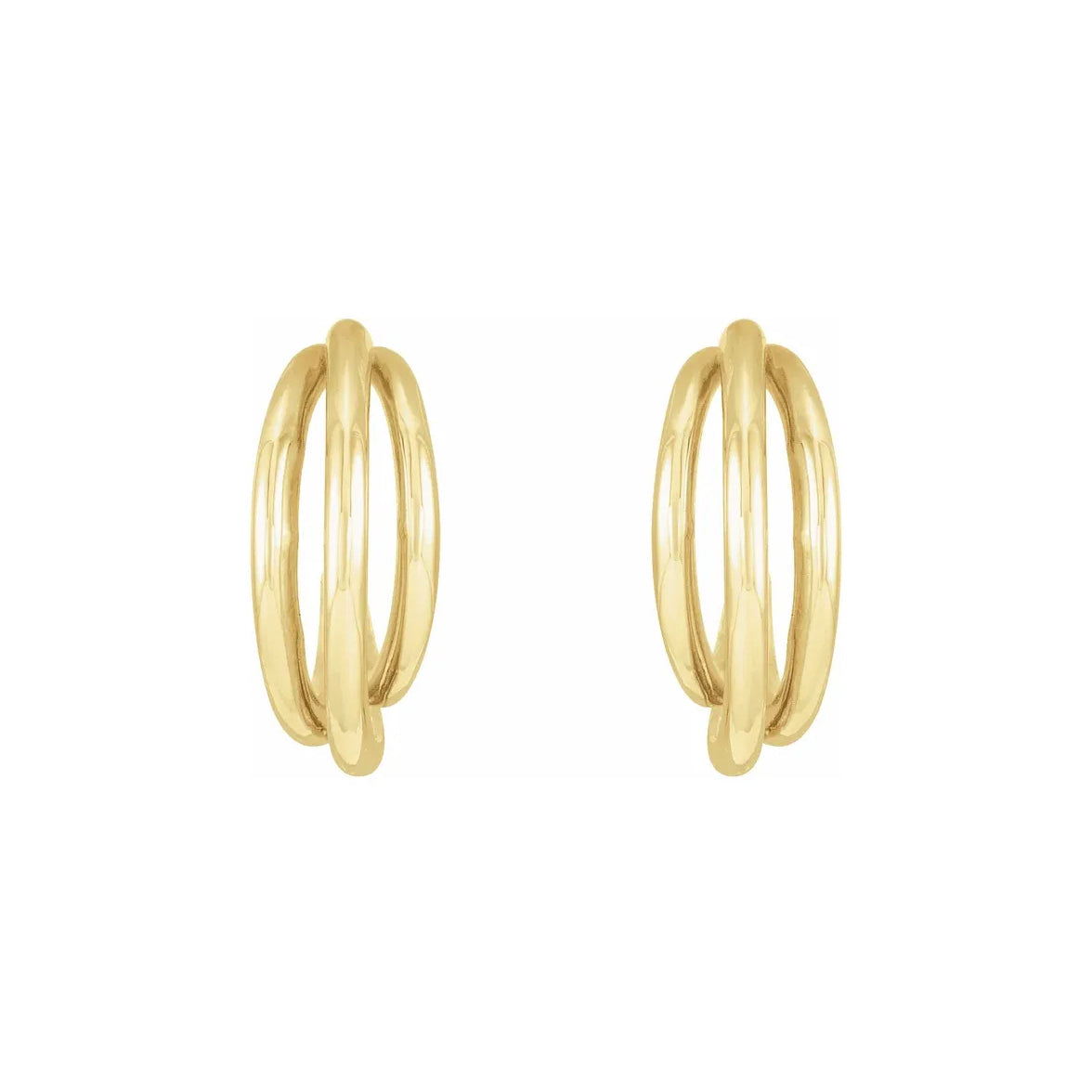 14K Yellow Solid Gold Multi-Layer Hoop Earrings