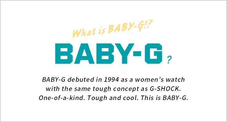 Promotional text about BABY-G watches on a white background