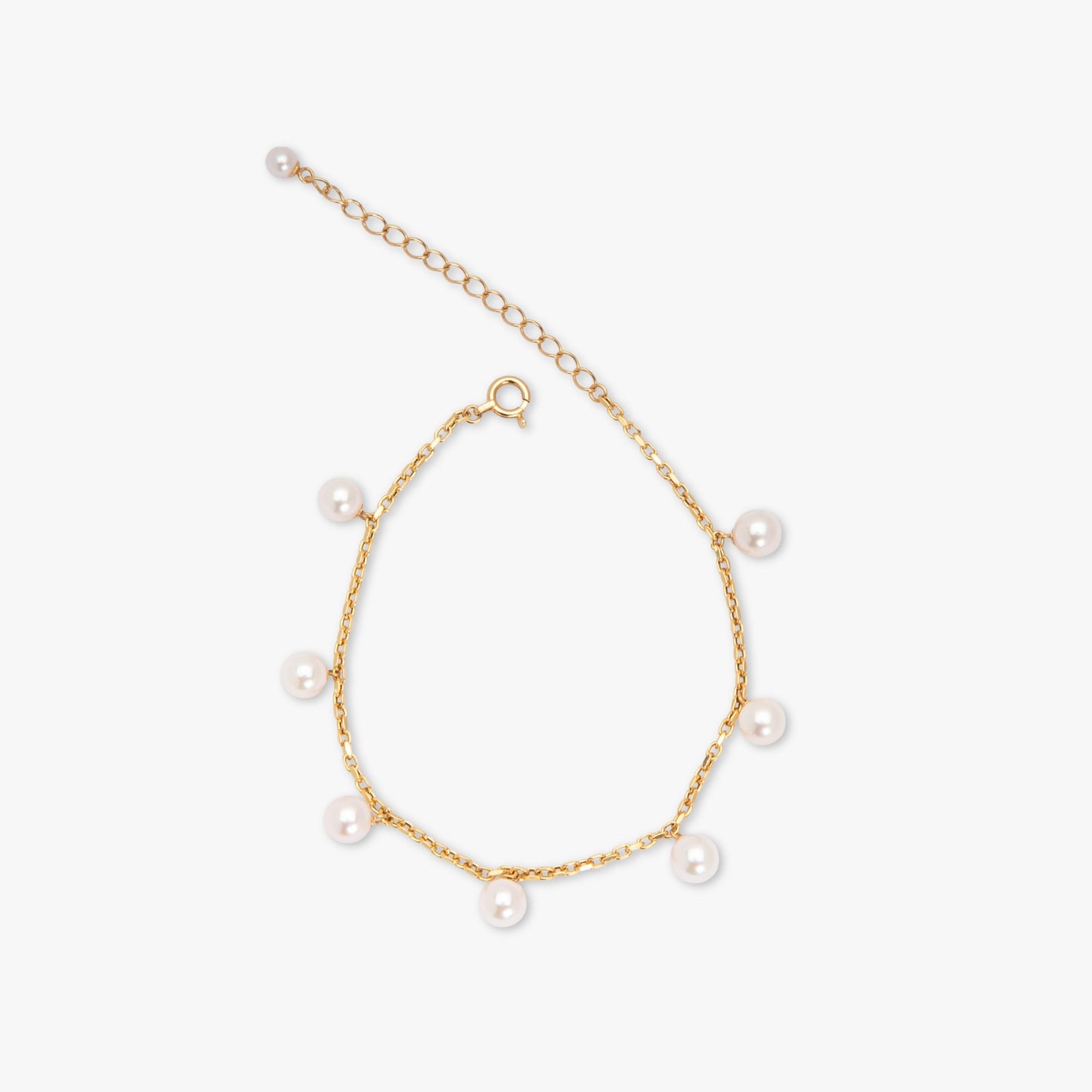 18K Yellow Gold Japanese Akoya Pearl Charm Bracelet – Adjustable Length with Certified Authenticity