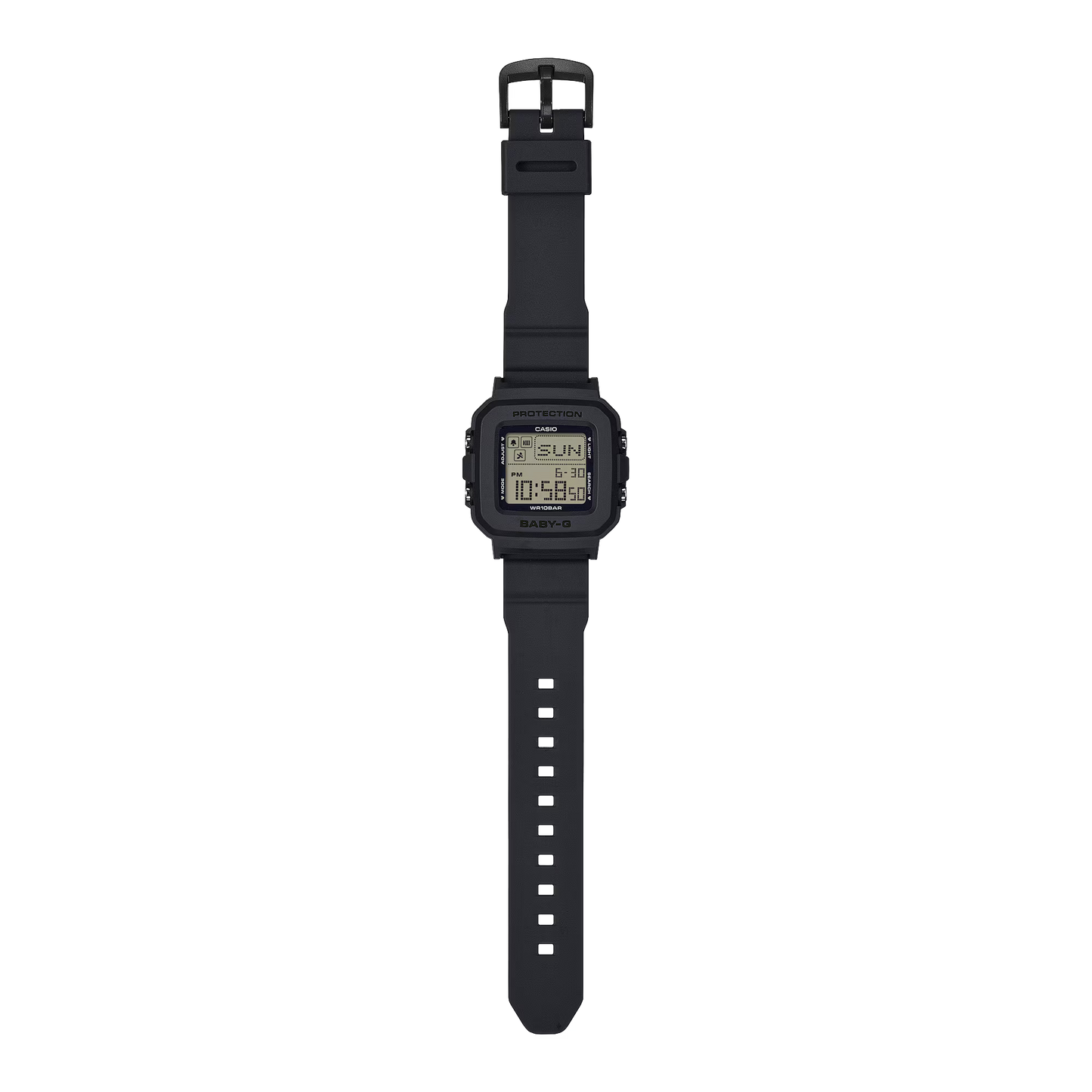Black digital watch on a white background
