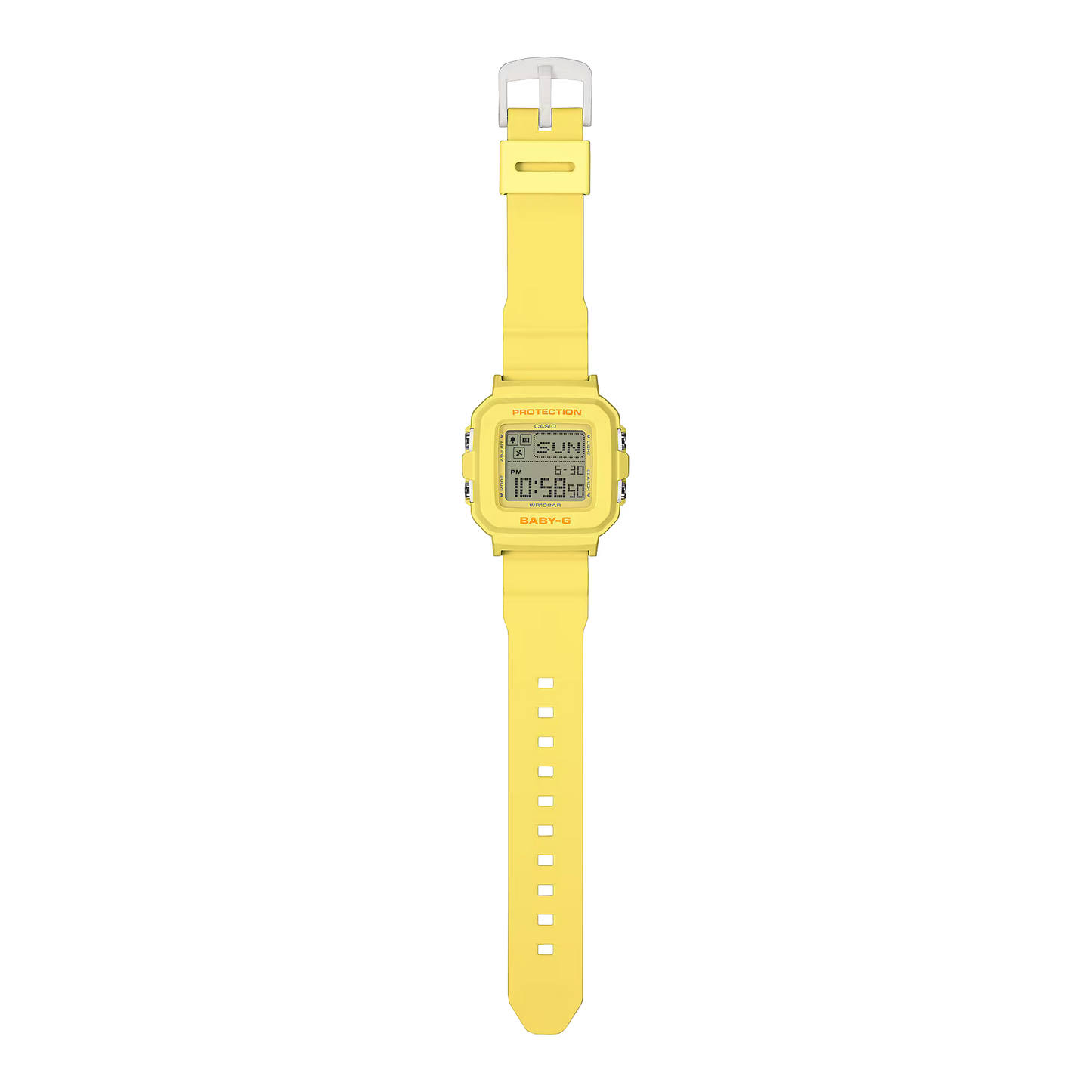 Yellow digital watch with a clear background