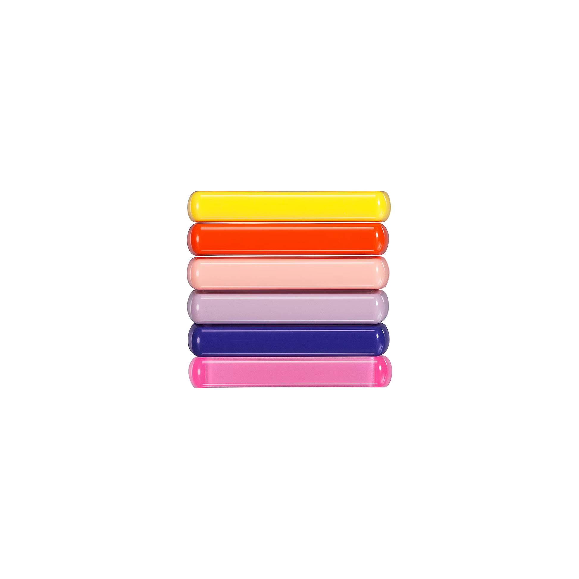 Stack of colorful cylindrical objects on a black background