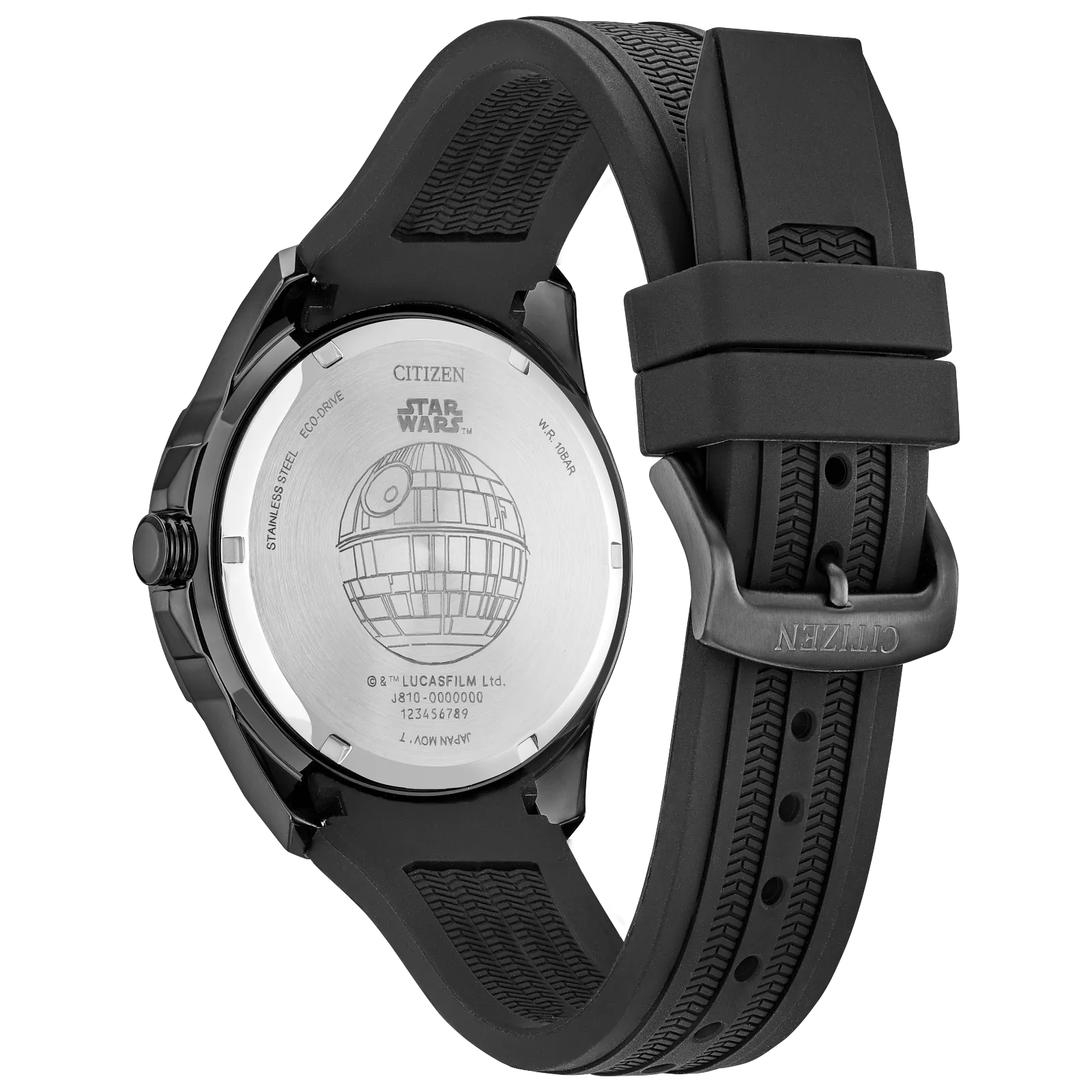 Citizen Star Wars AW1606-06W Death Star Vader’s Shadow Edition Watch – 45mm Black Ion-Plated Case, Eco-Drive, Red Second Hand, Imperial Dial with Darth Vader Design