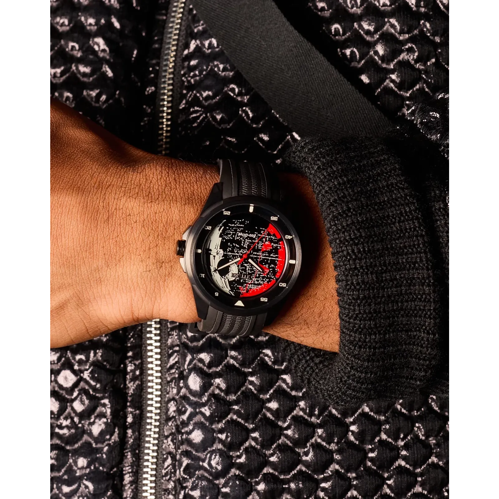Citizen Star Wars AW1606-06W Death Star Vader’s Shadow Edition Watch – 45mm Black Ion-Plated Case, Eco-Drive, Red Second Hand, Imperial Dial with Darth Vader Design