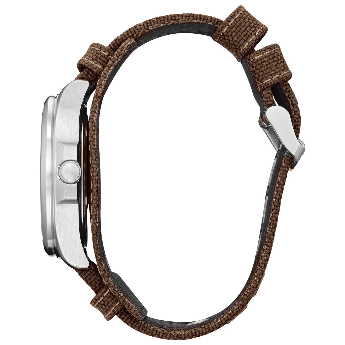 CITIZEN Star Wars Mandalorian AW1411-05W – silver-tone Eco-Drive watch with Mandalorian helmet dial, etched Grogu case back, rugged brown leather strap, and WR200 water resistance.