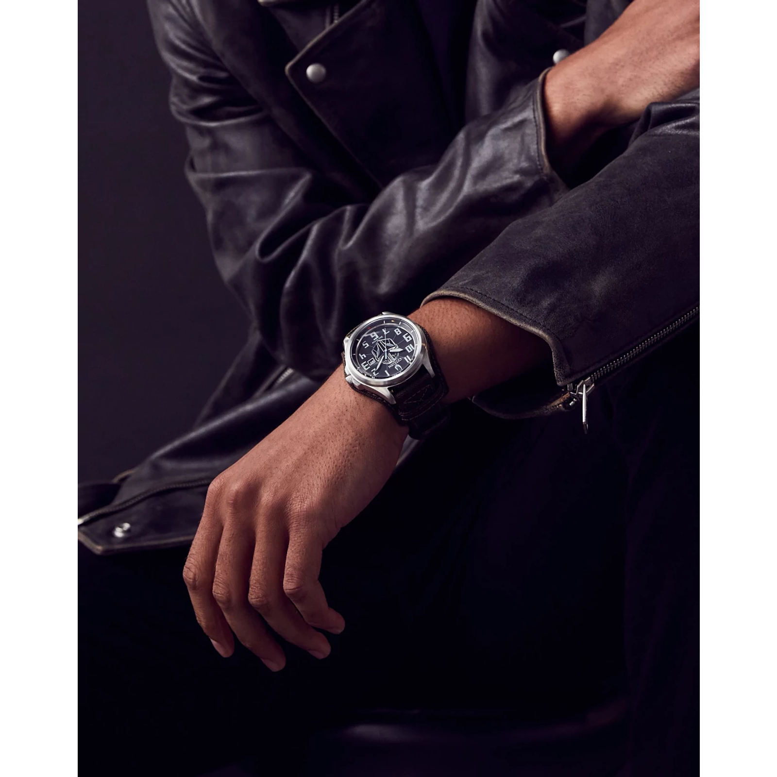 CITIZEN Star Wars Mandalorian AW1411-05W – silver-tone Eco-Drive watch with Mandalorian helmet dial, etched Grogu case back, rugged brown leather strap, and WR200 water resistance.