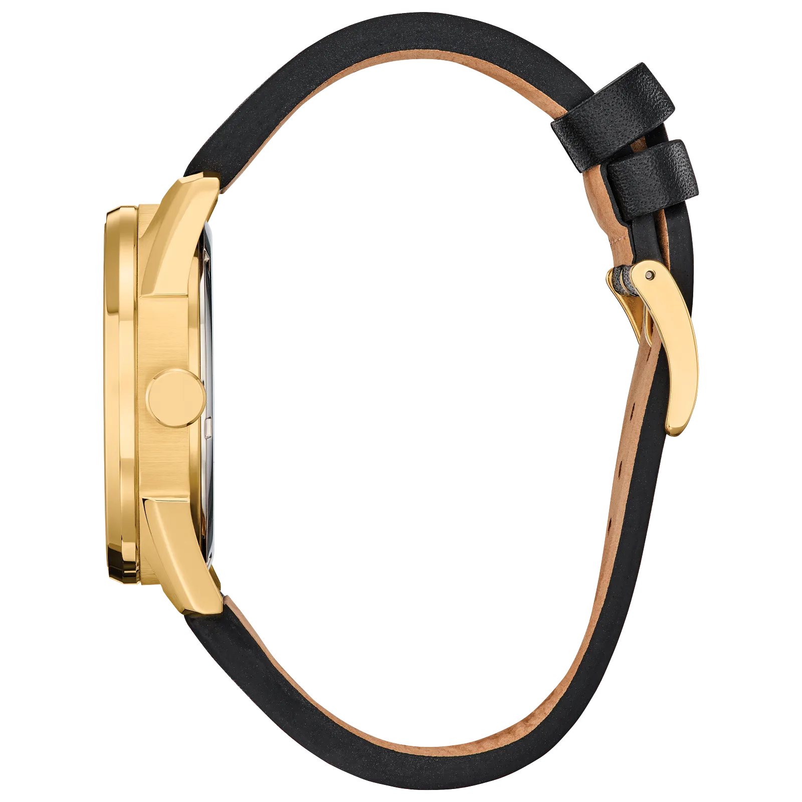 CITIZEN Star Wars C-3PO Rewired BU4026-05W – gold-tone Eco-Drive watch with yellow dial, C-3PO-inspired details, black leather strap with colorful stitching, and WR100 water resistance.