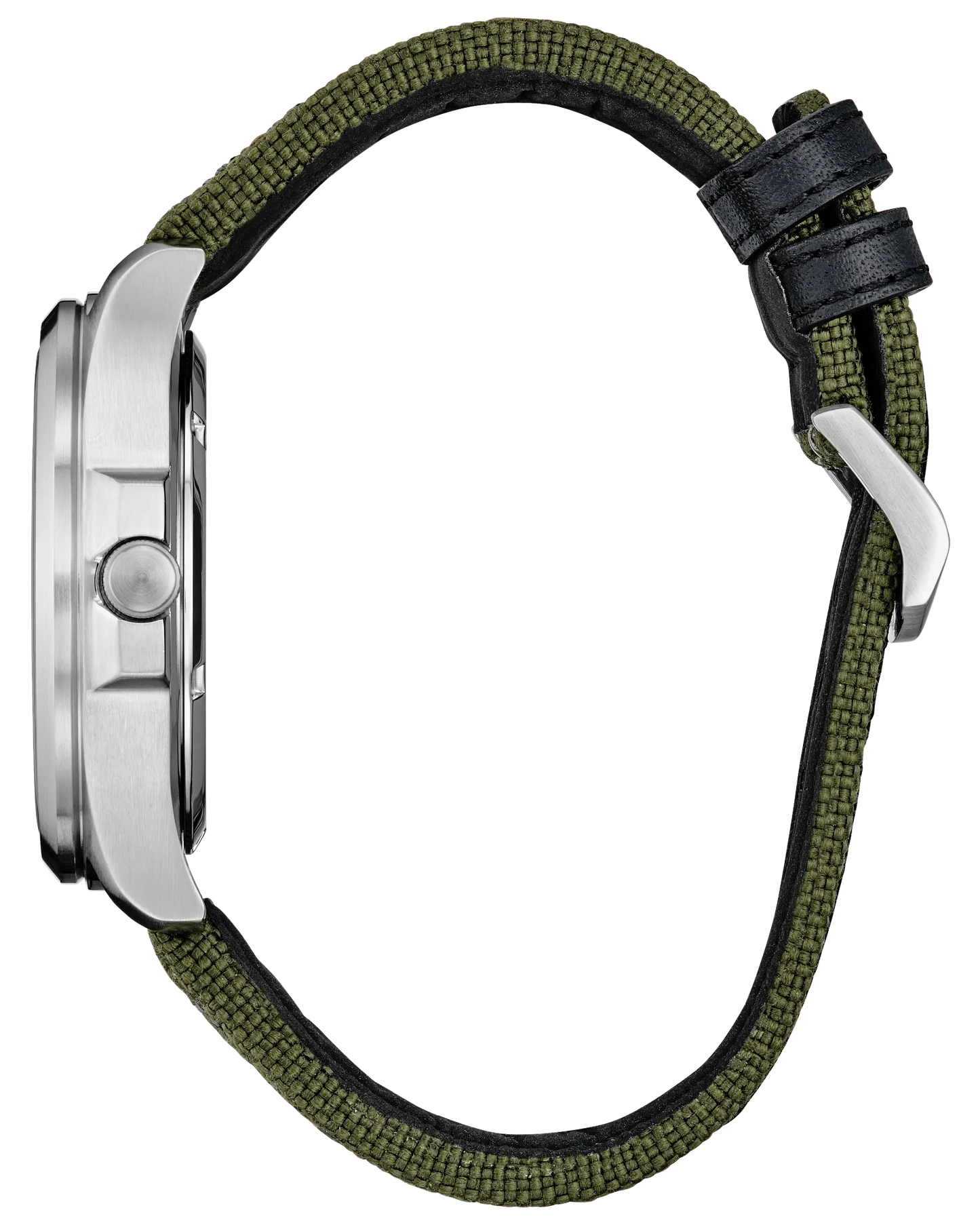 Watch with a green strap on a white background