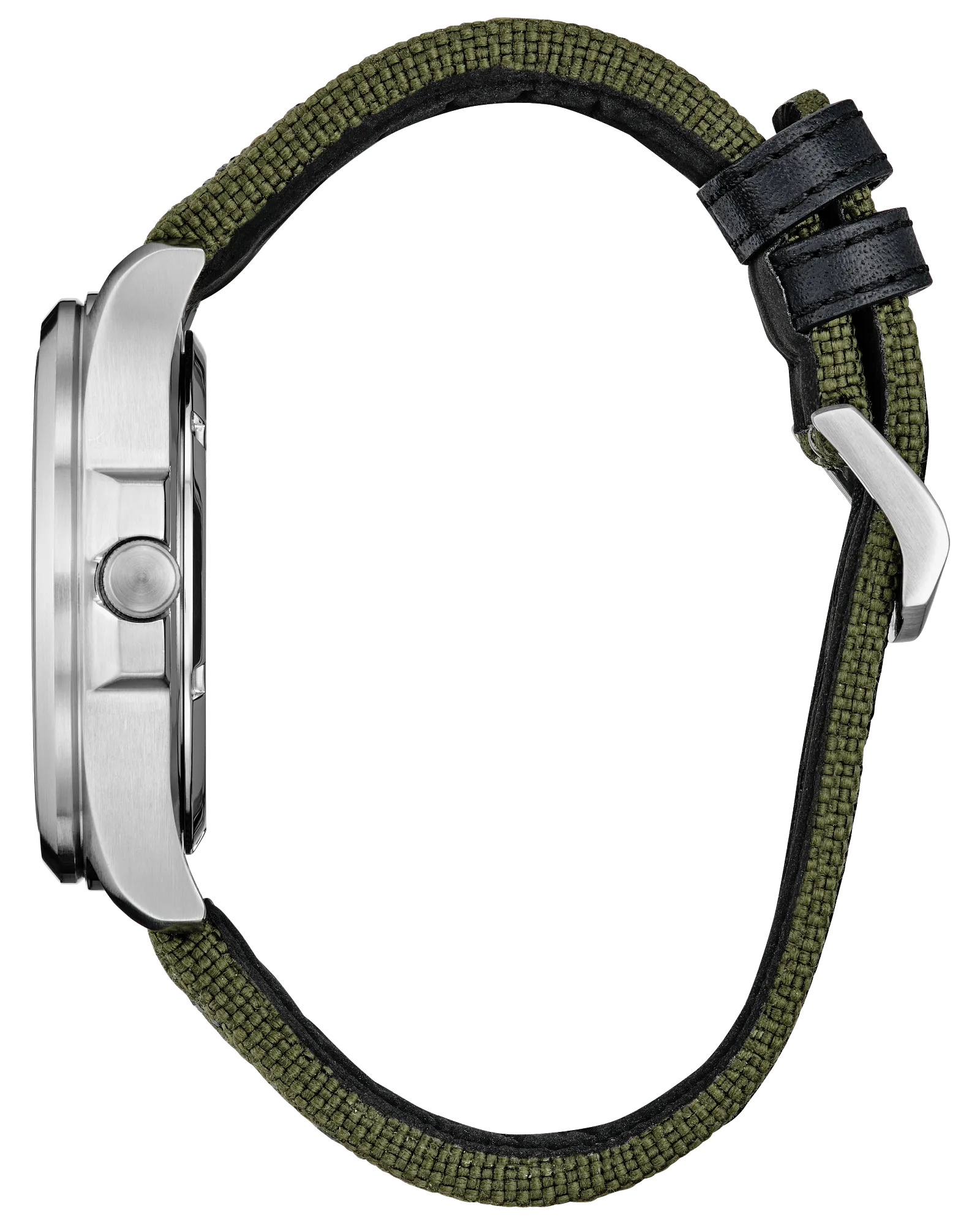 Watch with a green strap on a white background