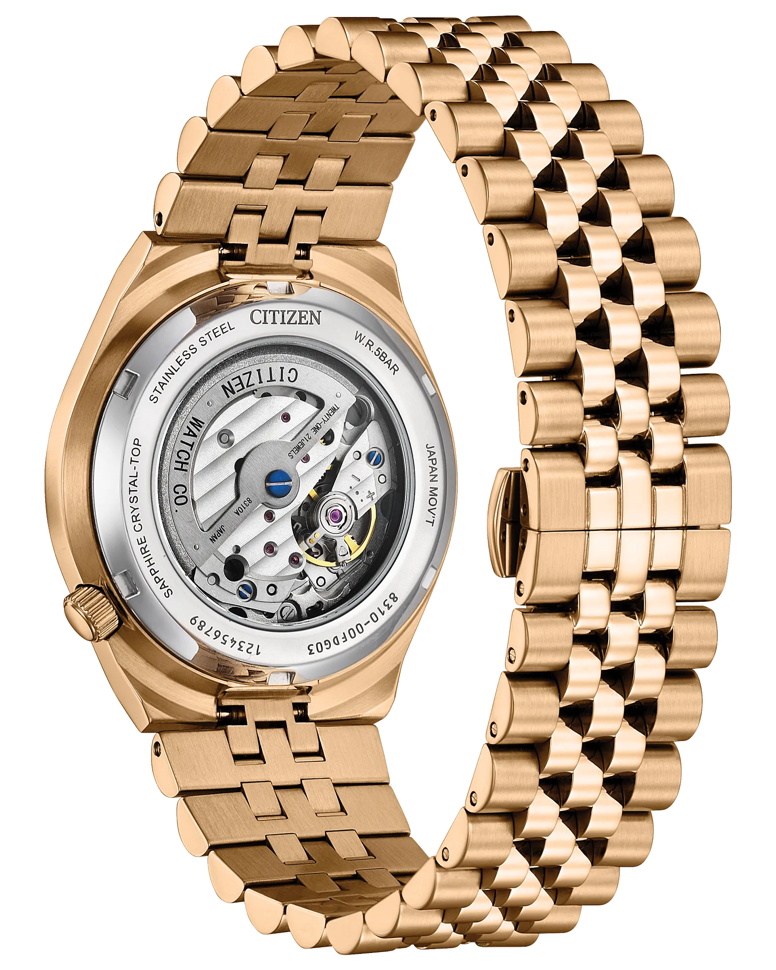 Gold Citizen watch with a detailed face on a white background