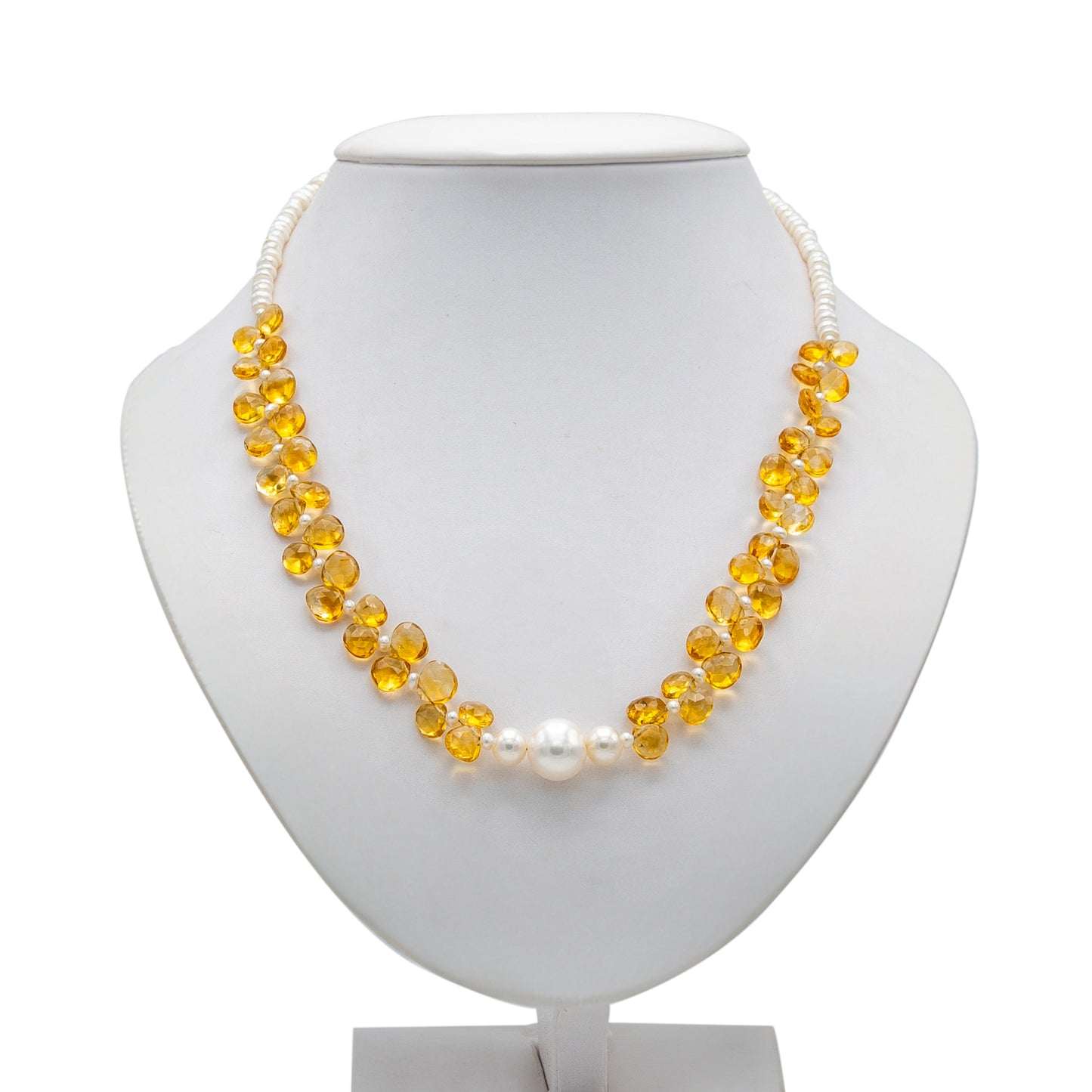 Citrine Pearl Necklace w/Sterling Silver