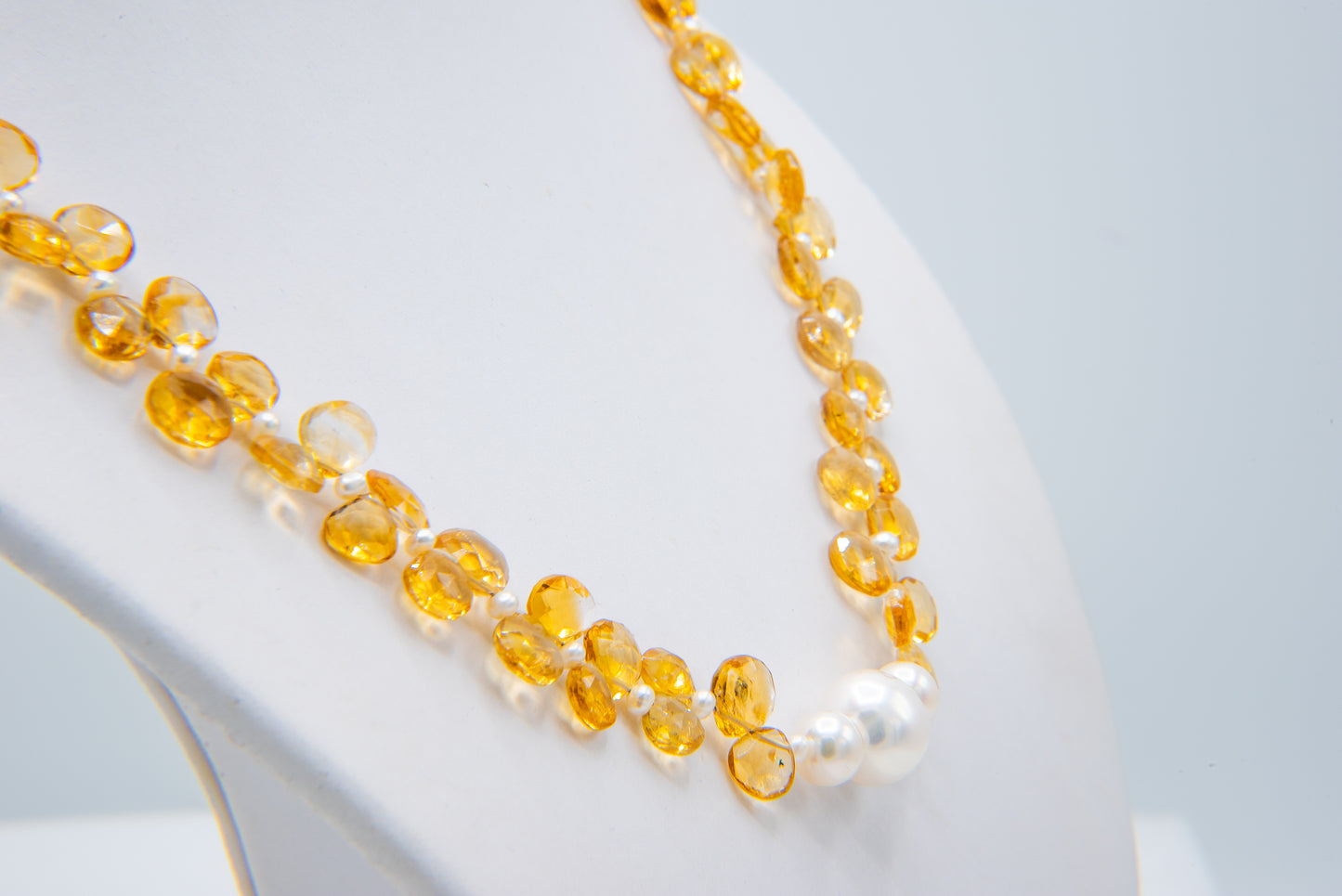 Citrine Pearl Necklace w/Sterling Silver