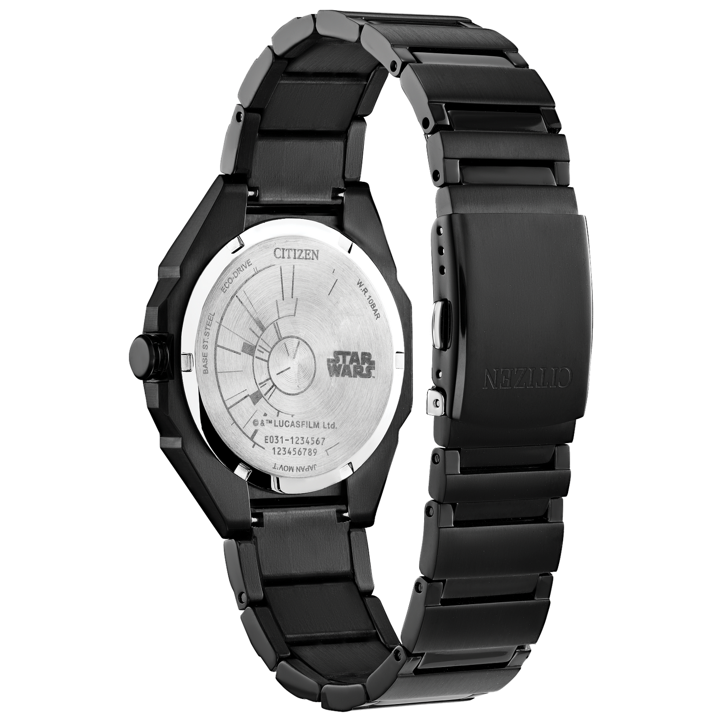 Citizen Star Wars BJ6539-50W Death Star 2 Watch – 41mm Black Ion-Plated Stainless Steel, Eco-Drive, Lightsaber Hands, Two-Tone Dial, Domed Crystal, Collector’s Edition for Star Wars Fans