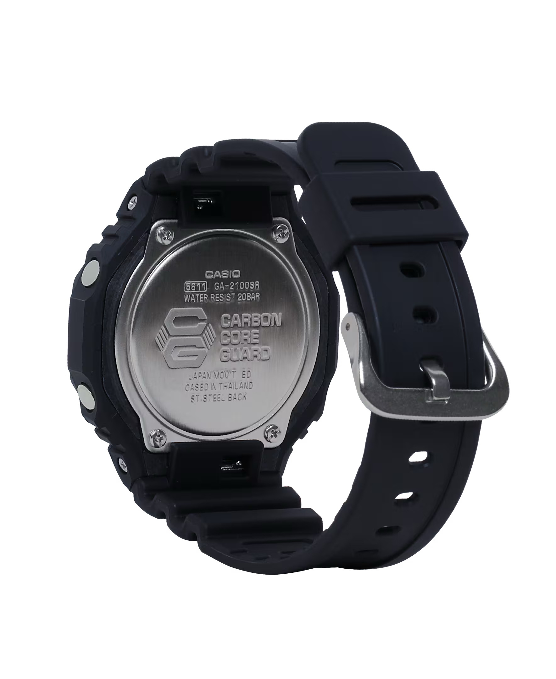 Black Casio watch with Carson Core Guard branding on a white background