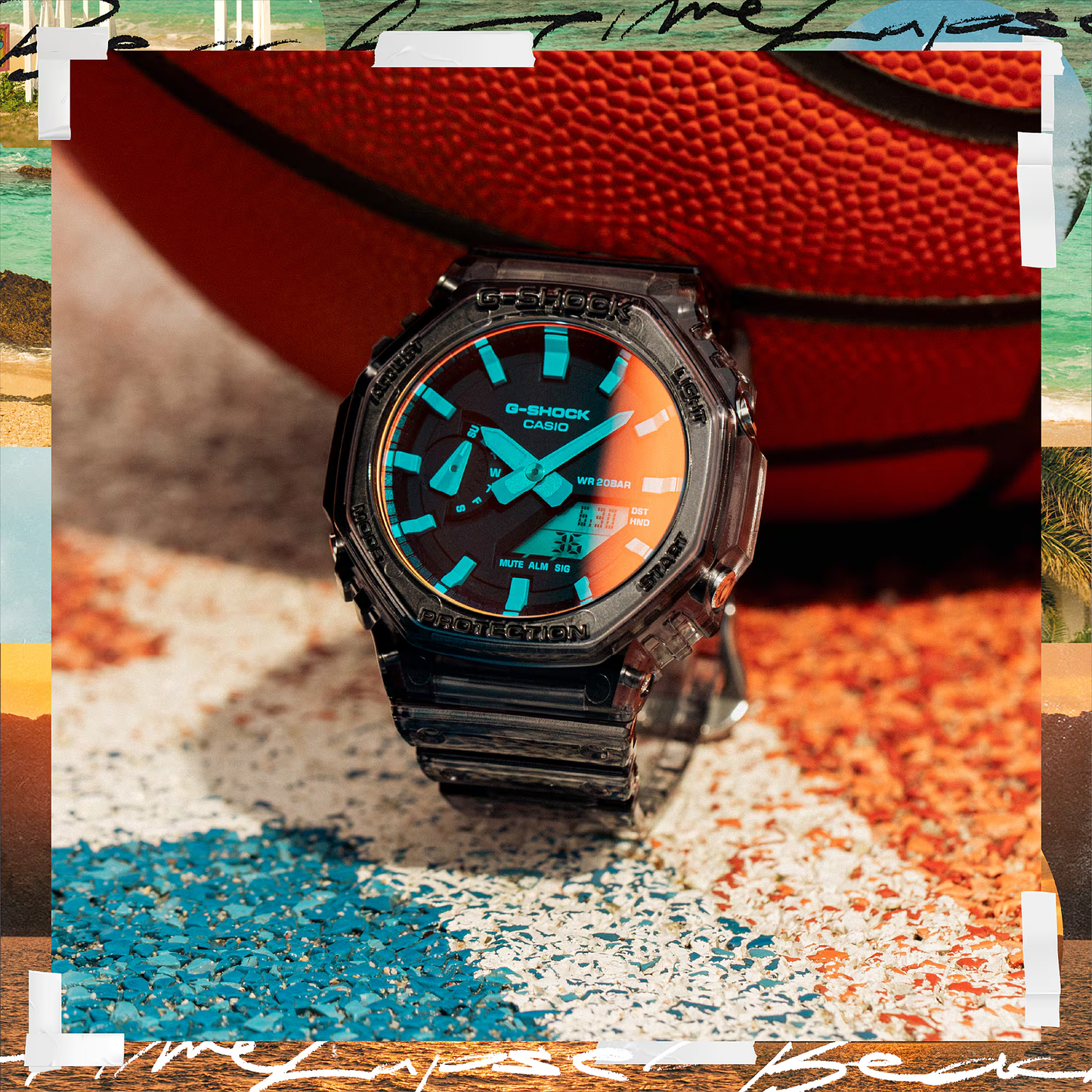 G-Shock watch with a colorful background
