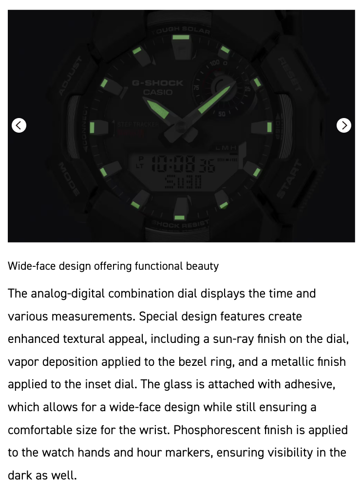 G-Shock watch with digital and analog display on a dark background