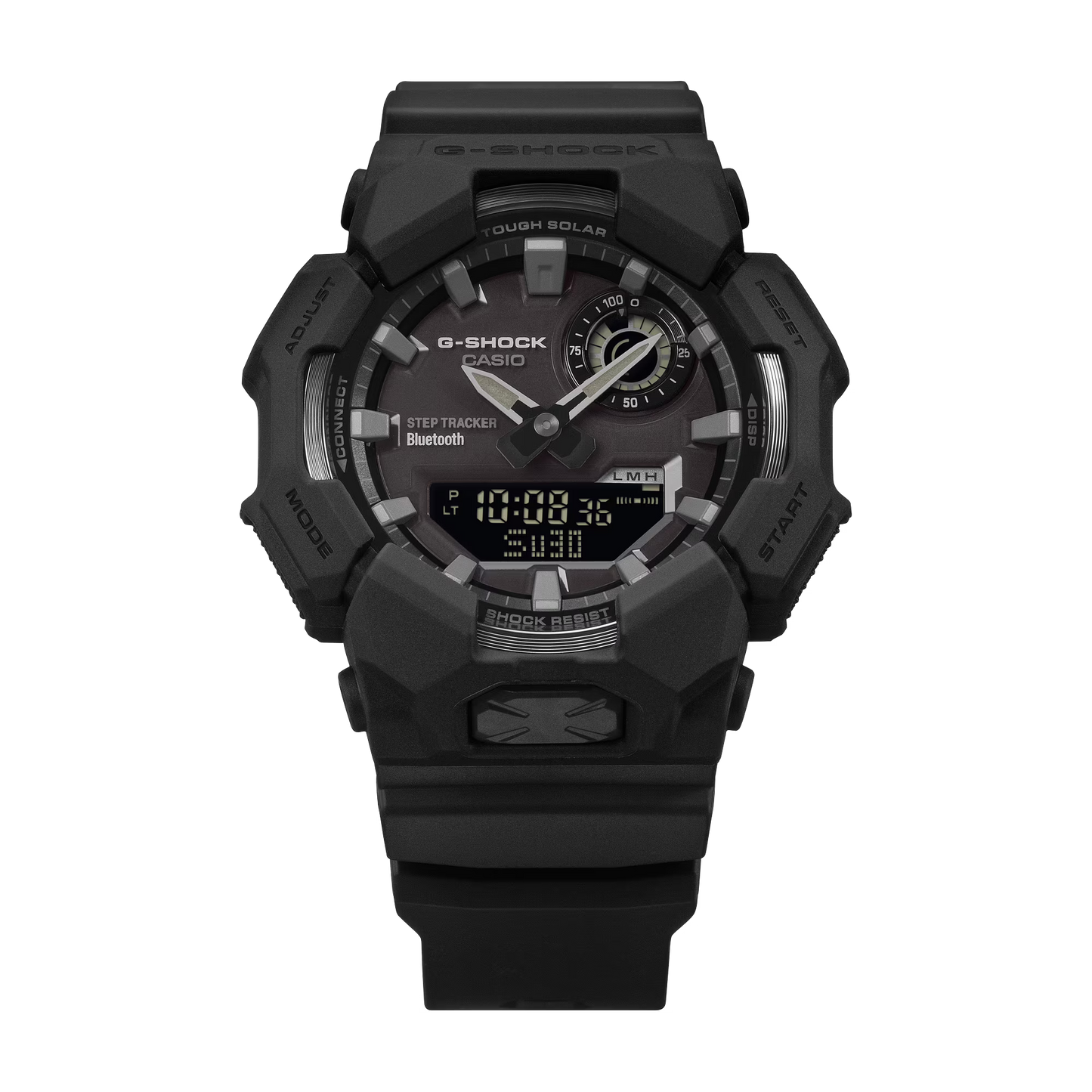 Black G-Shock watch on a white background