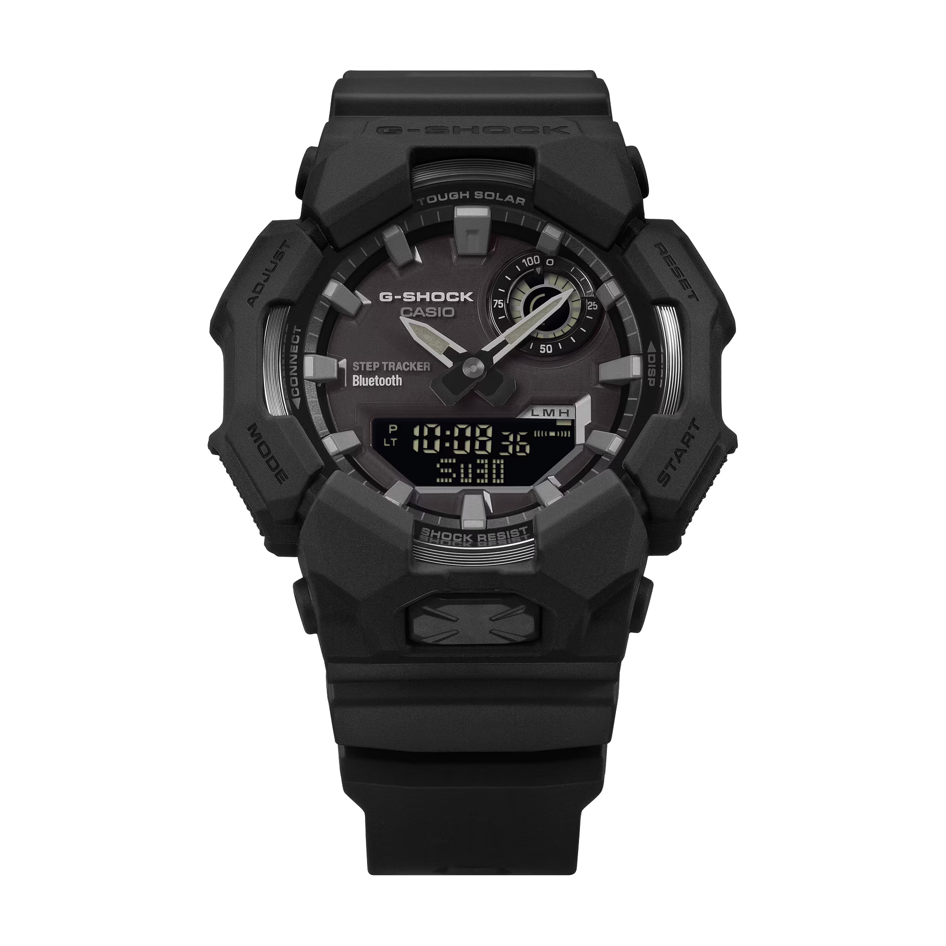 Black G-Shock watch on a white background