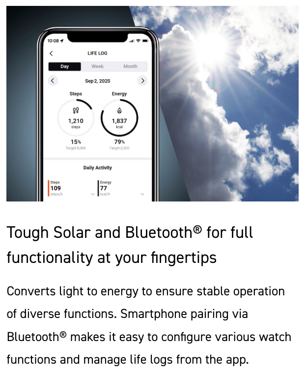 Smartphone displaying a health and fitness app with a scenic background of clouds and sunlight.