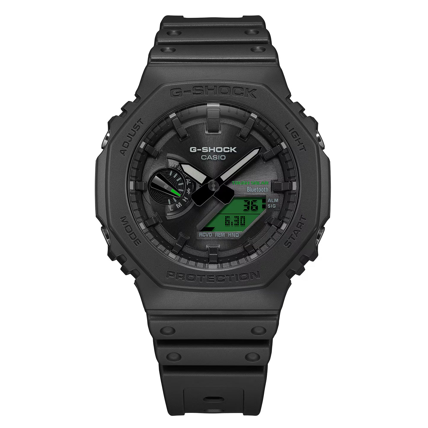 Black Casio G-Shock watch on a white background