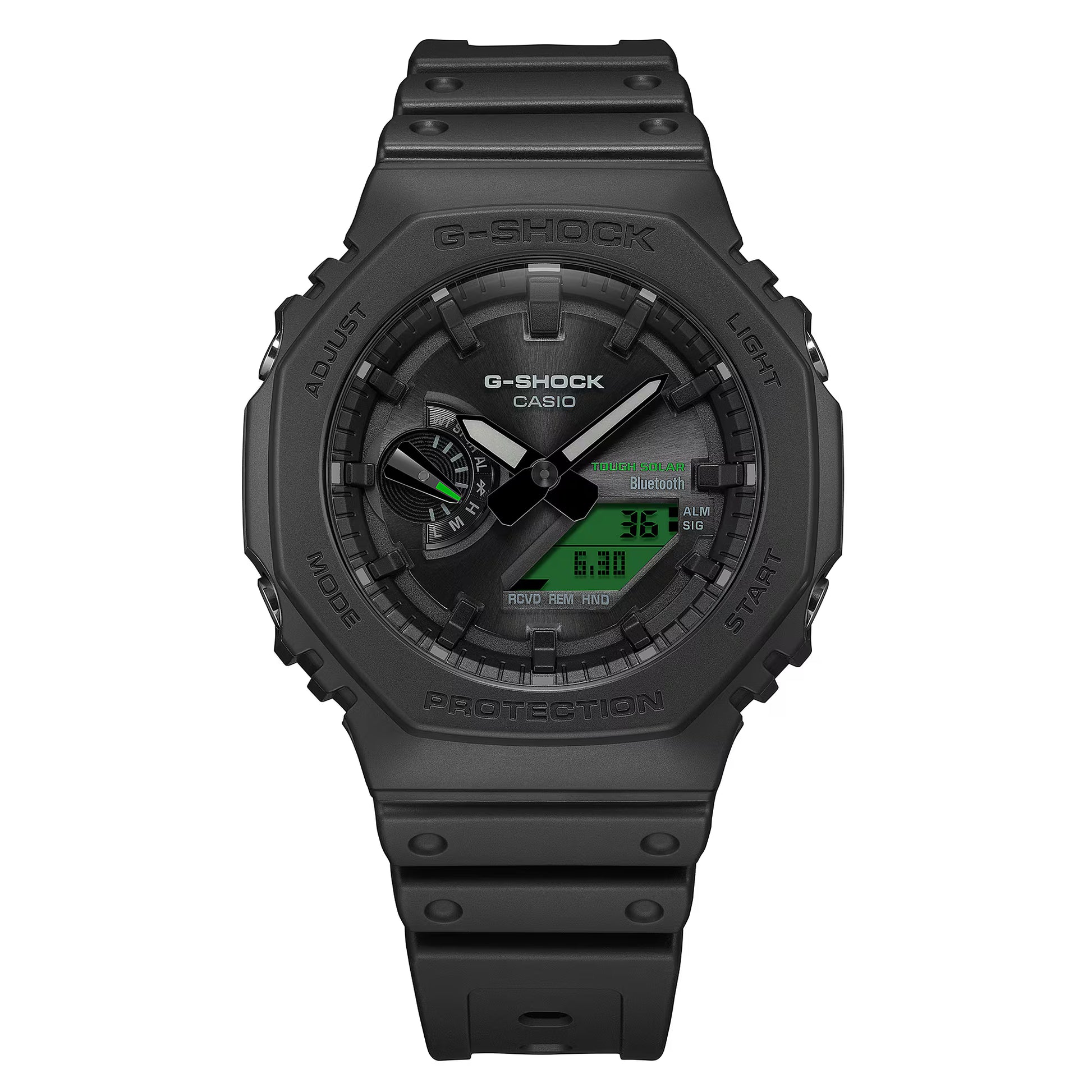 Black Casio G-Shock watch on a white background