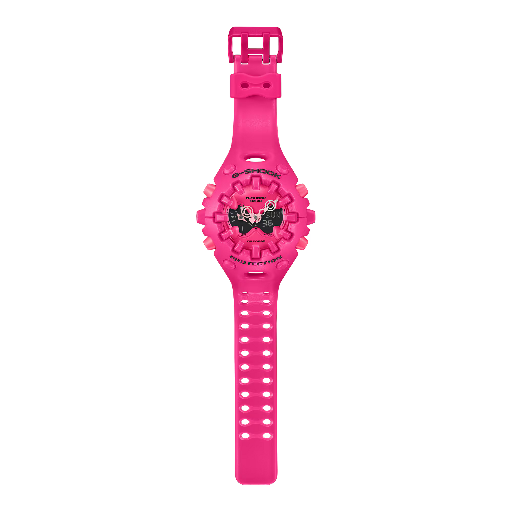 Pink digital watch with a clear background