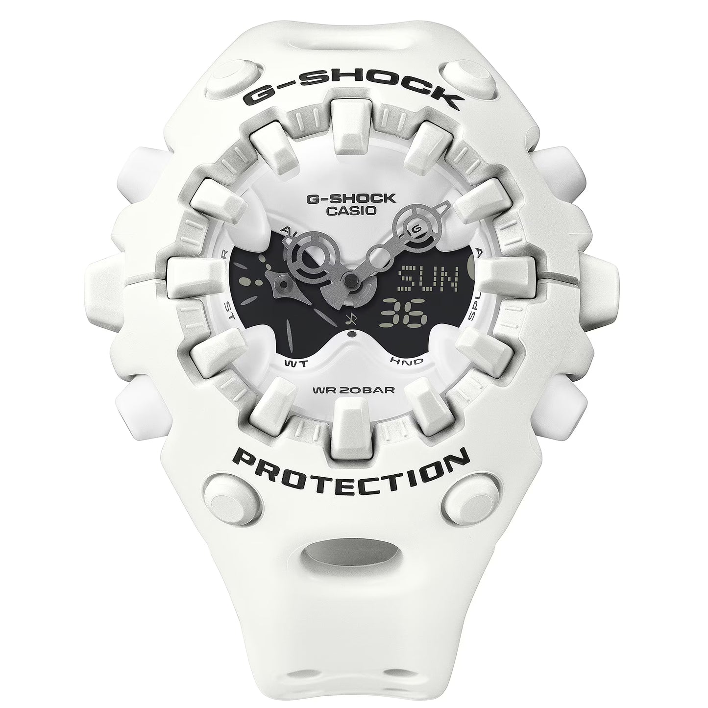 White G-Shock Casio watch on a white background