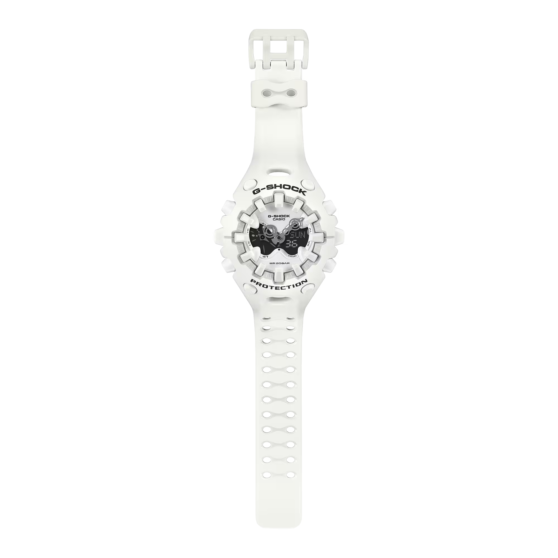 White Casio G-Shock watch on a transparent background