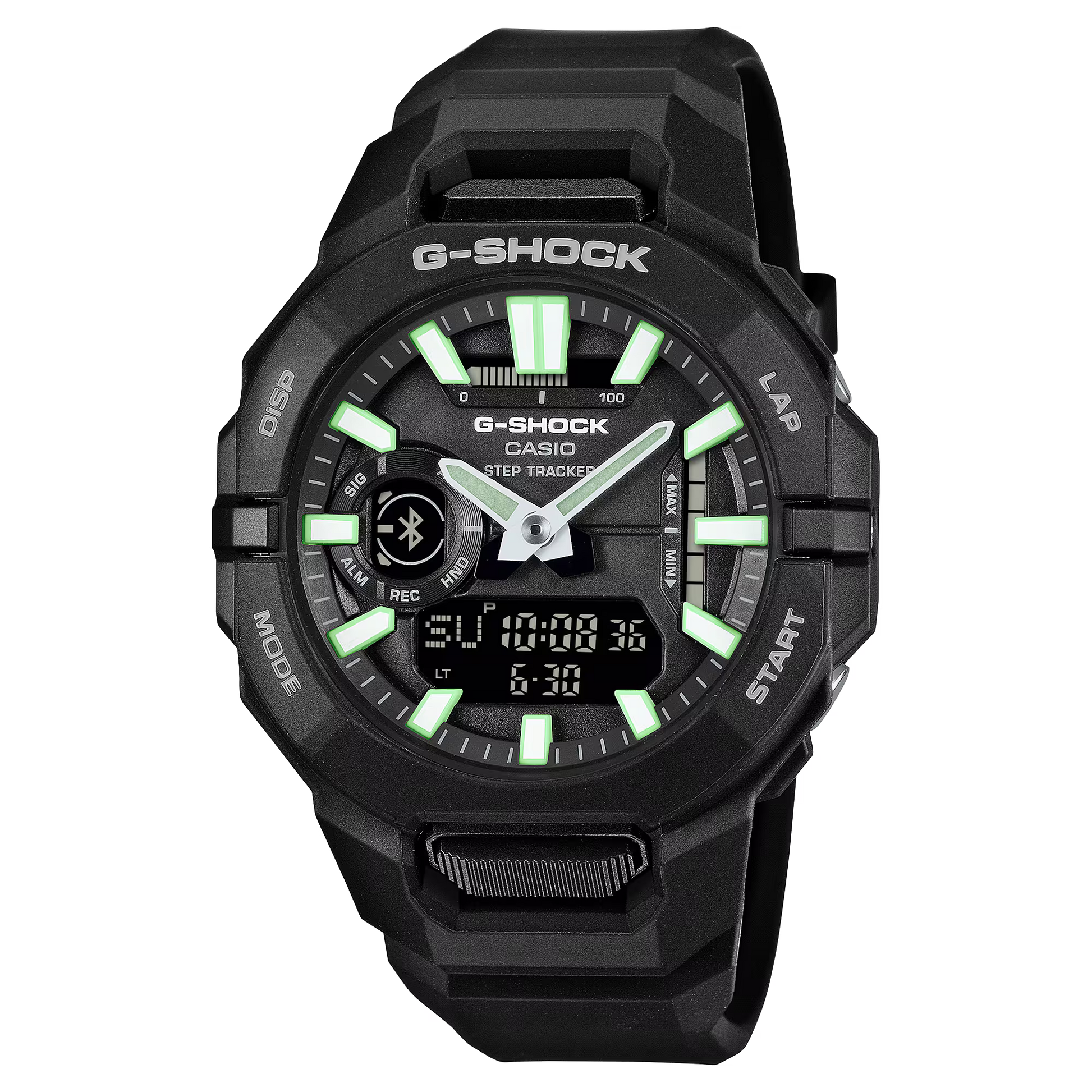 Casio G-SHOCK GBA950-1A sports watch with lightweight bio-based resin band, seamless one-piece design, origami-inspired ergonomics, Bluetooth fitness tracking, and black urban athletic styling