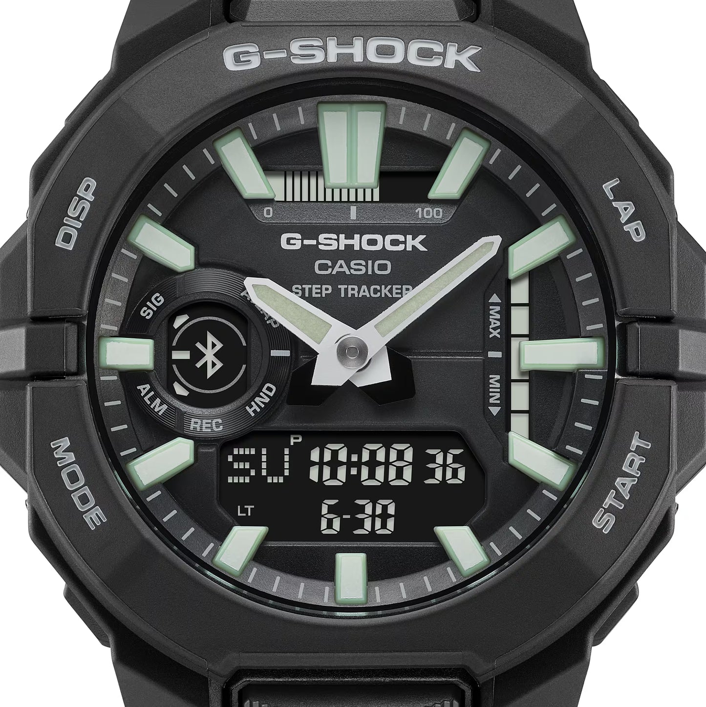 G-Shock Casio watch with black and green details on a white background