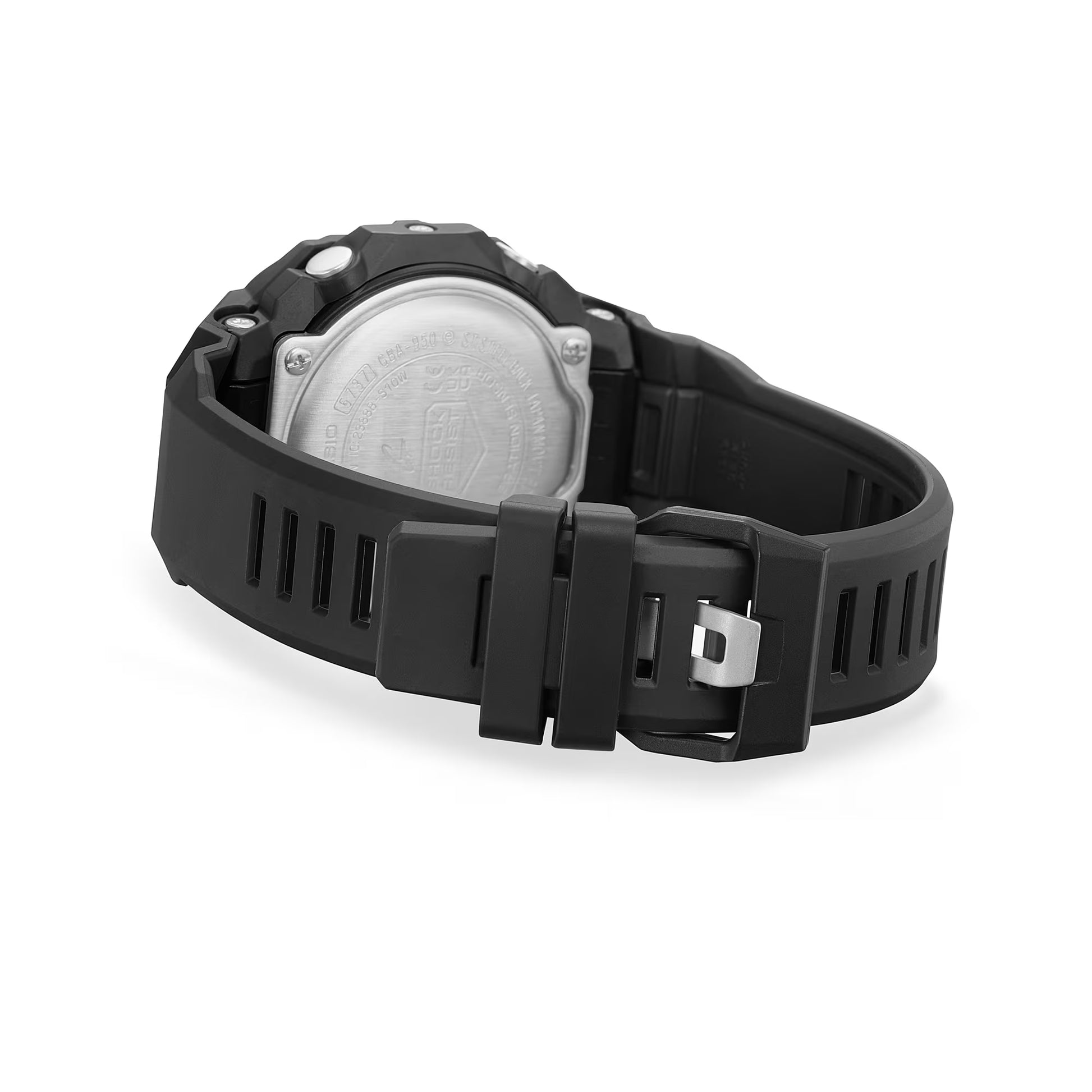 Black watch with a clear back on a white background