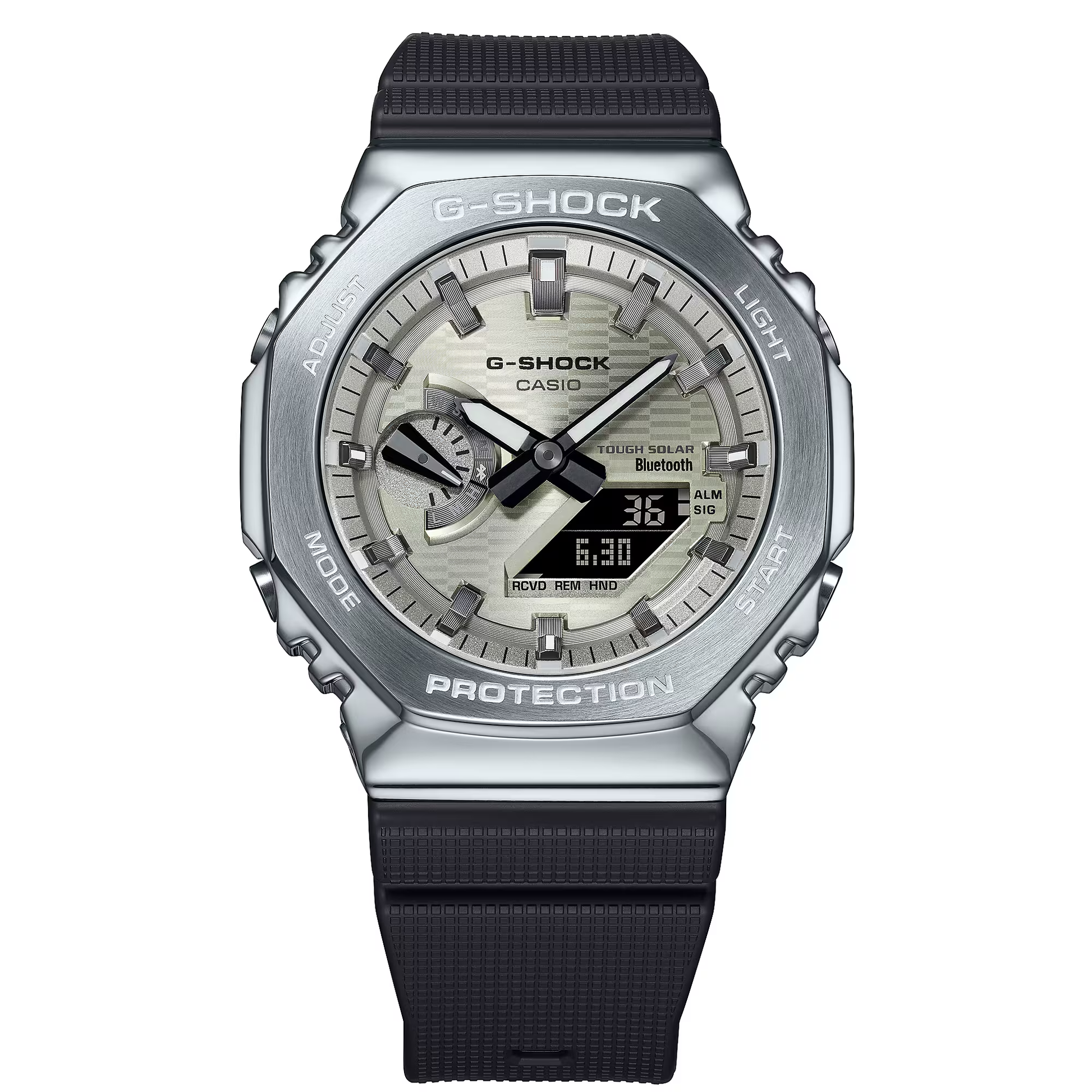 G-Shock Casio watch with black strap on a white background