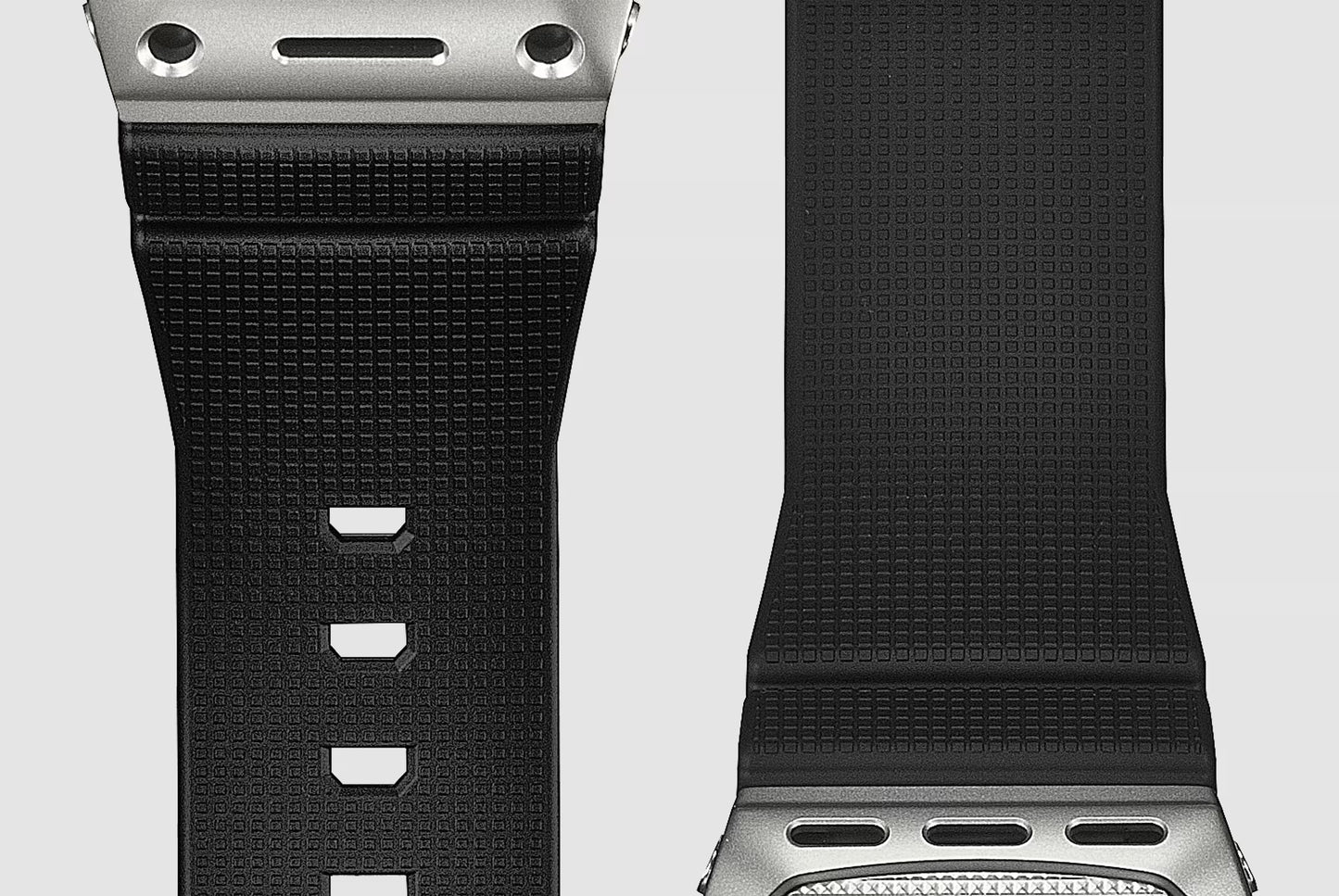 Black watch strap on a white background