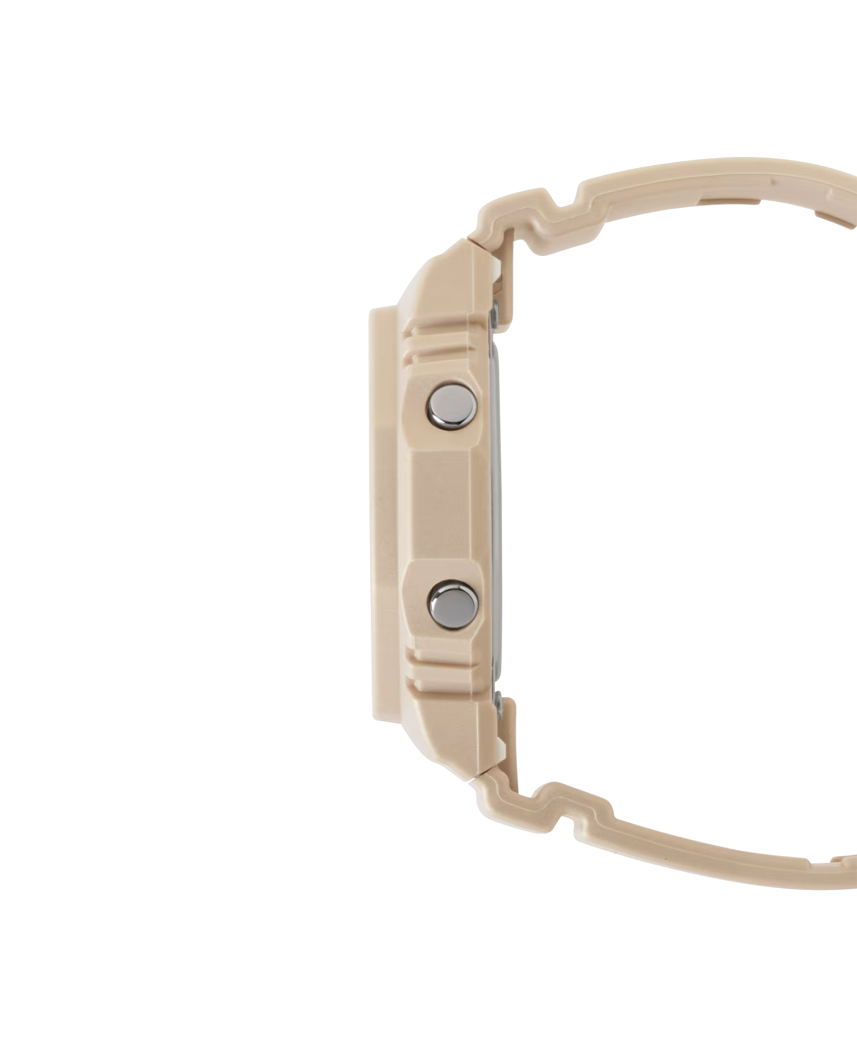 Beige digital watch on a white background