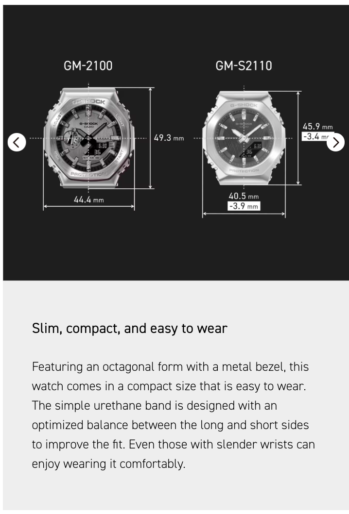Two watches with dimensions labeled on a black background