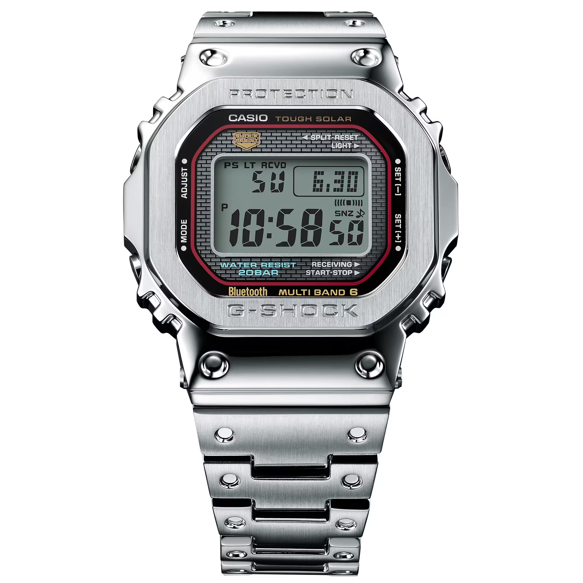 Casio G-SHOCK Full Metal GMWB5000D-1C – iconic DW5000C reimagined in stainless steel with Bluetooth, Tough Solar, 200m water resistance, and premium Japanese craftsmanship.