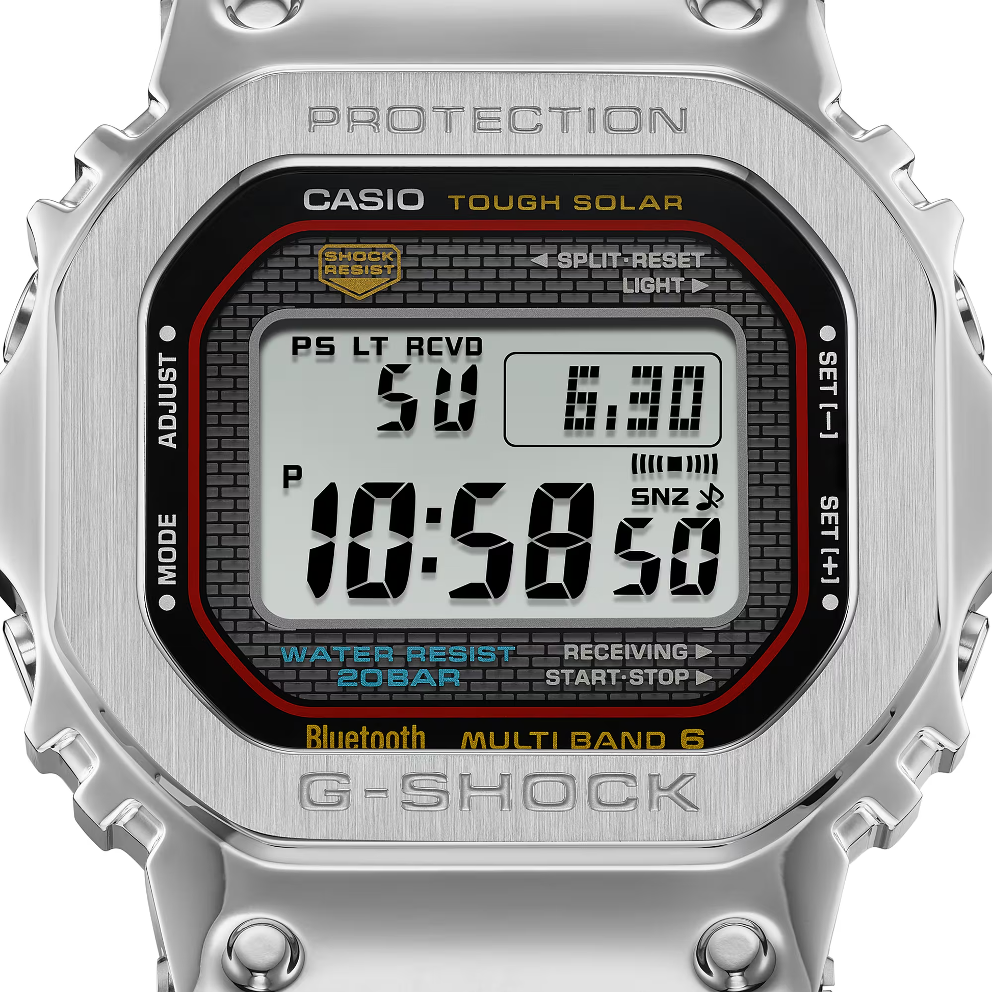 Casio G-SHOCK Full Metal GMWB5000D-1C – iconic DW5000C reimagined in stainless steel with Bluetooth, Tough Solar, 200m water resistance, and premium Japanese craftsmanship.