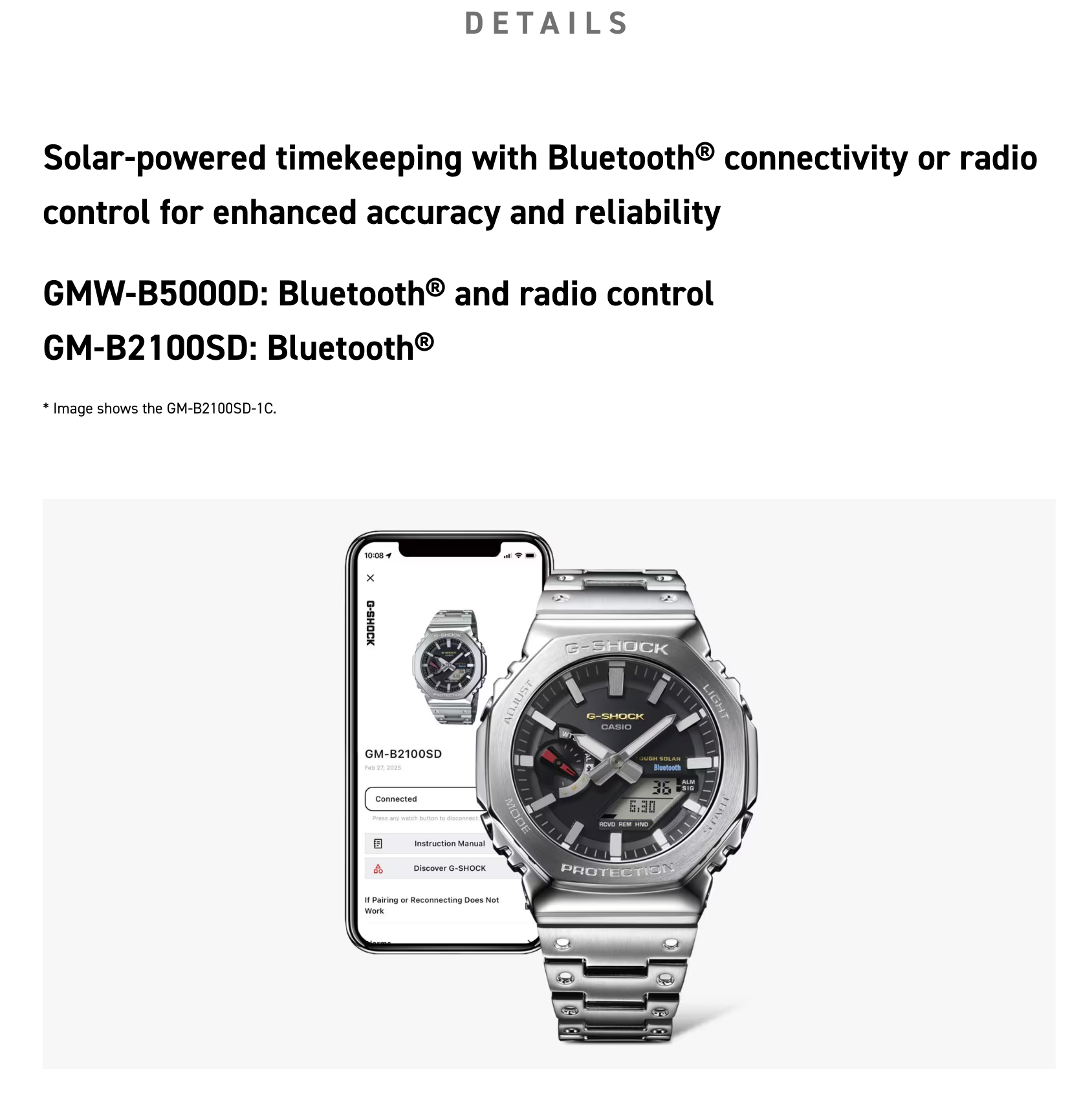 Casio G-SHOCK Full Metal GMWB5000D-1C – iconic DW5000C reimagined in stainless steel with Bluetooth, Tough Solar, 200m water resistance, and premium Japanese craftsmanship.