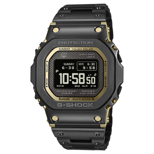 Casio G-SHOCK Full Metal 5000 Series GMW-BZ5000BD-1 in black ion-plated stainless steel – advanced shock-resistant full-metal structure, high-contrast MIP LCD, Tough Solar, Bluetooth, and Multiband 6.