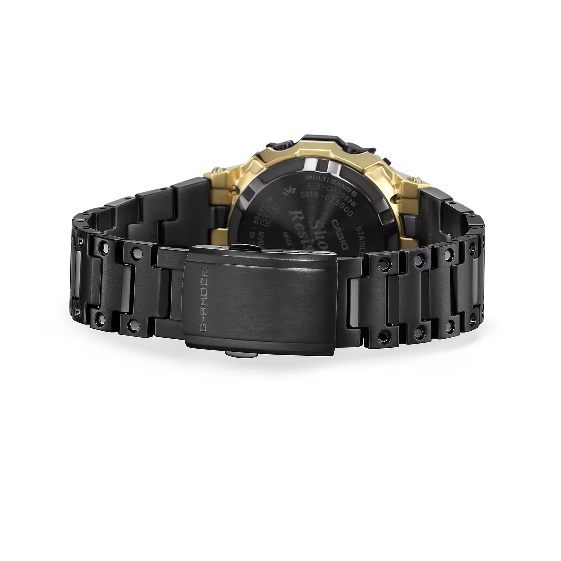 Black and gold watch with a detailed design on a white background