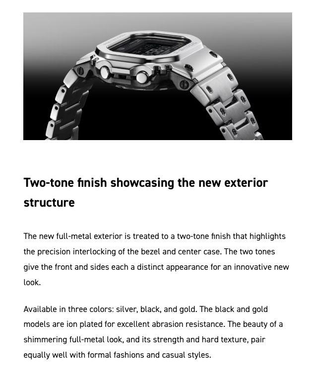 Watch with two-tone finish on a gray background