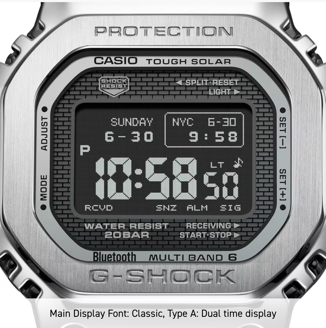 Casio G-Shock digital watch with metallic casing