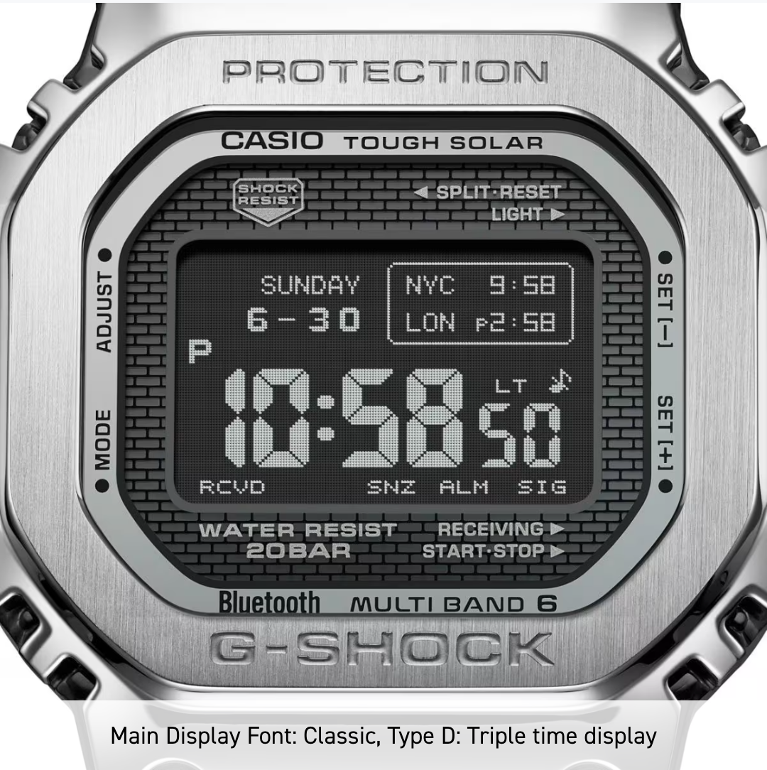Casio G-Shock digital watch with metallic casing