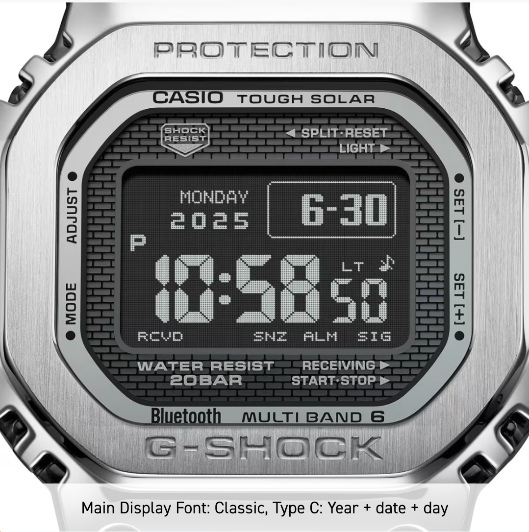 Casio G-Shock digital watch with metallic case