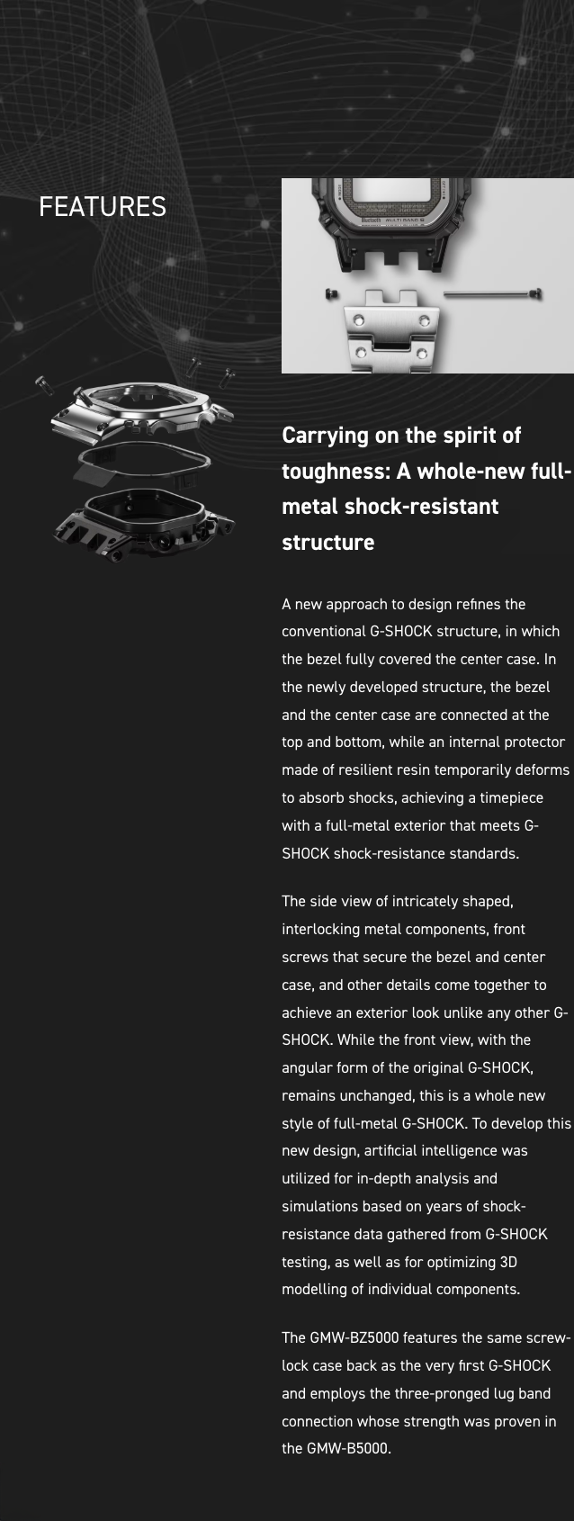 Technical diagram of a shock-resistant structure with text on a black background