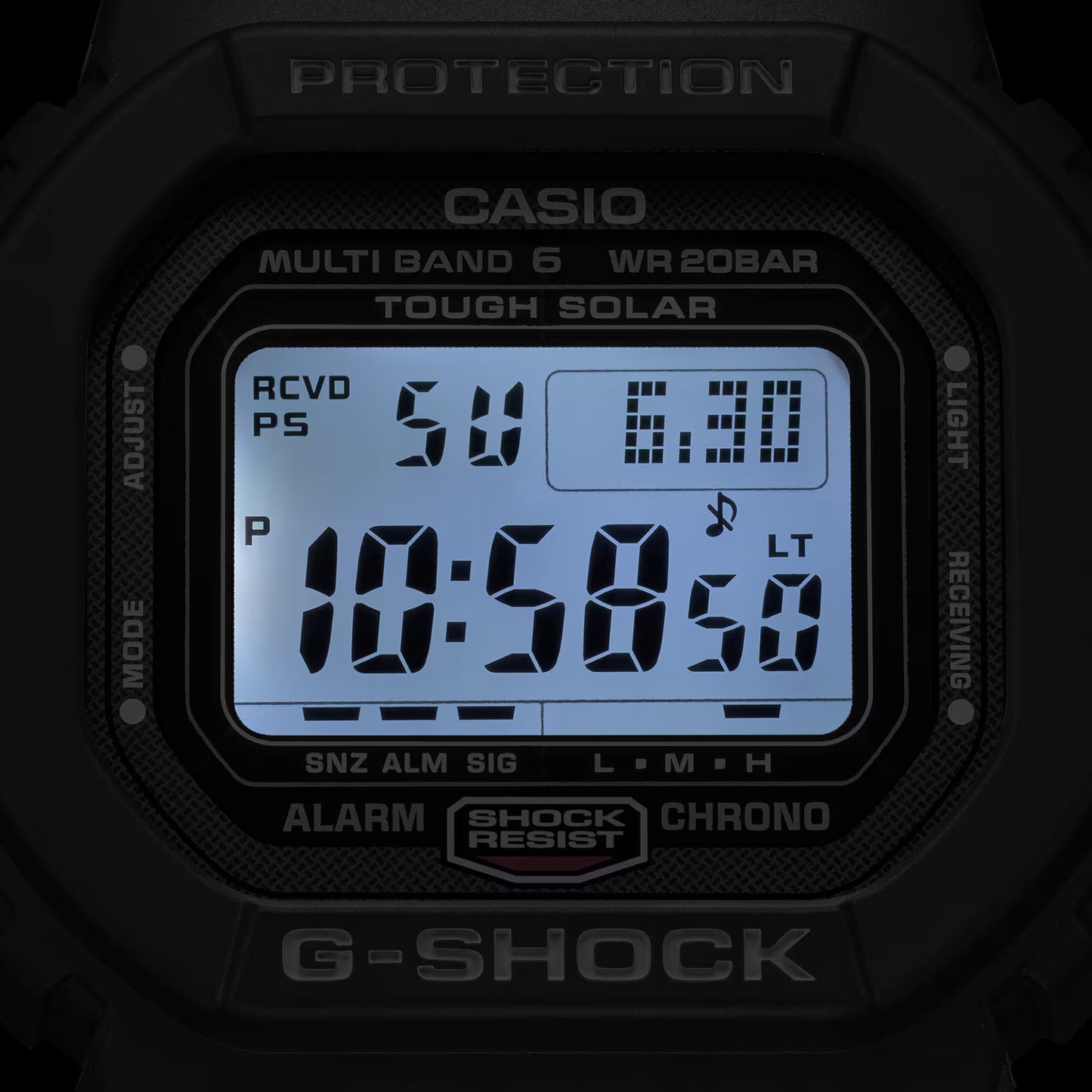 Casio G-Shock digital watch with a black casing on a dark background