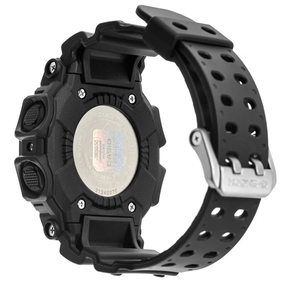 Black watch strap with detailed design on a white background